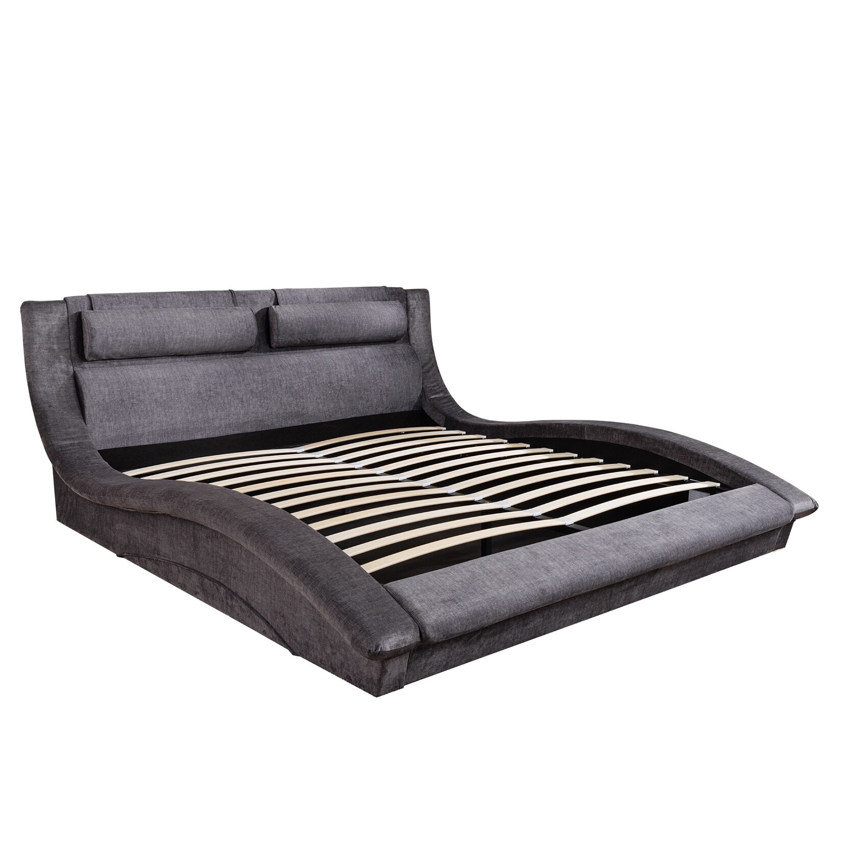 riess-ambiente Bett SWING 160x200cm grau Samt mit Stauraum geschwungenes Doppelbett