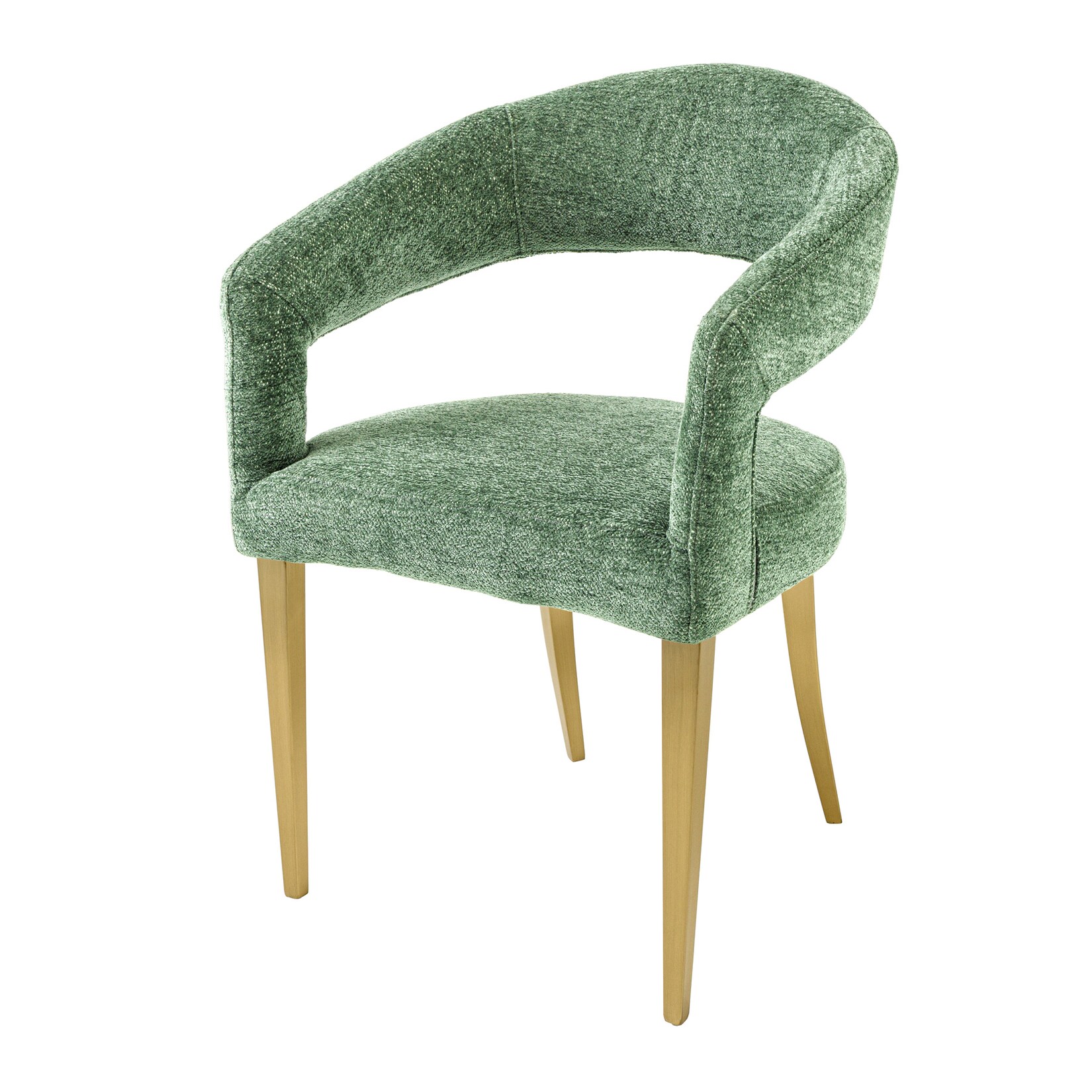 riess-ambiente Skandinavischer Stuhl BOUTIQUE grün Strukturstoff brushed champagner gold Metall | 04251561920184