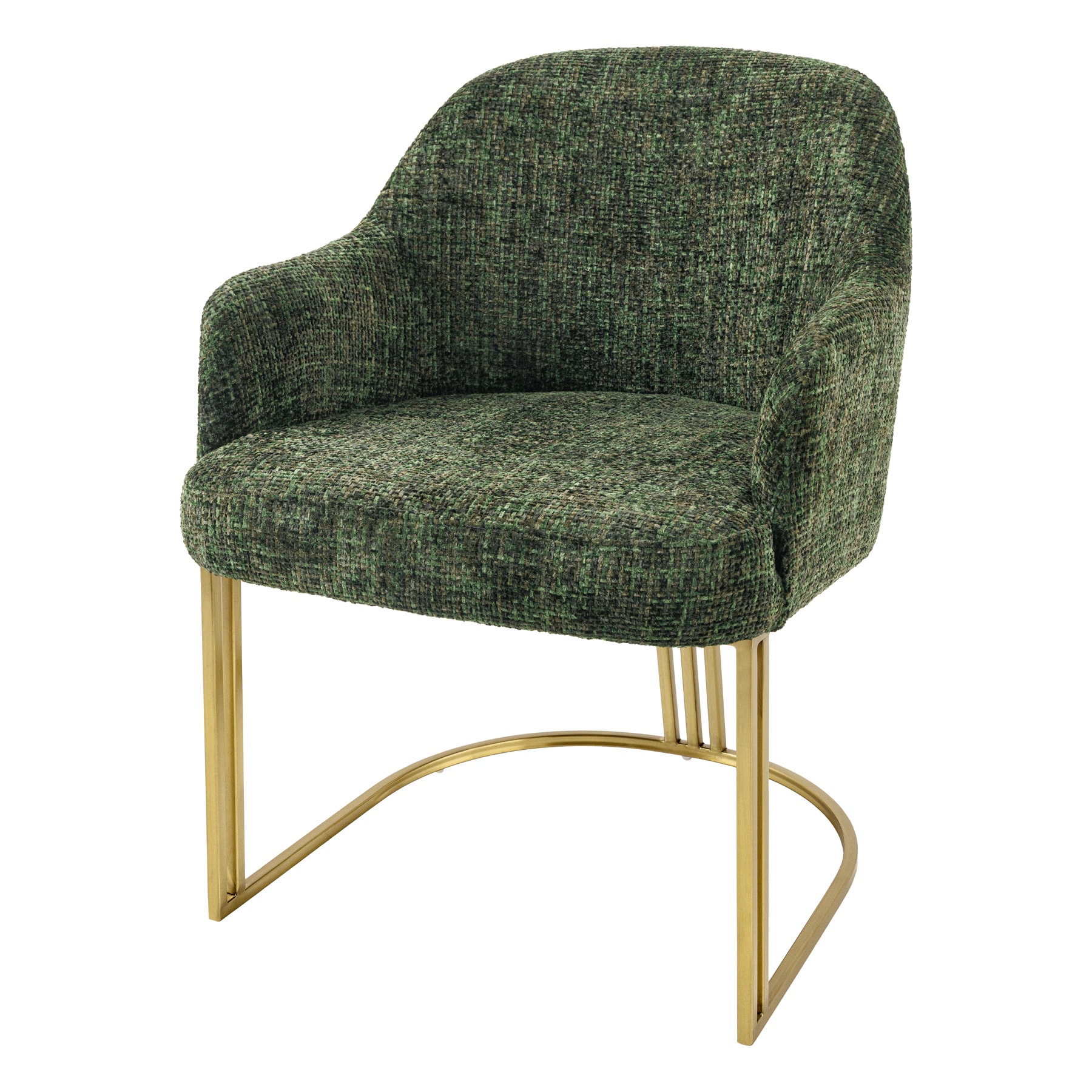 riess-ambiente Armlehnen Stuhl EXTRAVAGANCIA dunkelgr&uuml;n Chenillestoff Metall brushed champagner gold - Bild 1