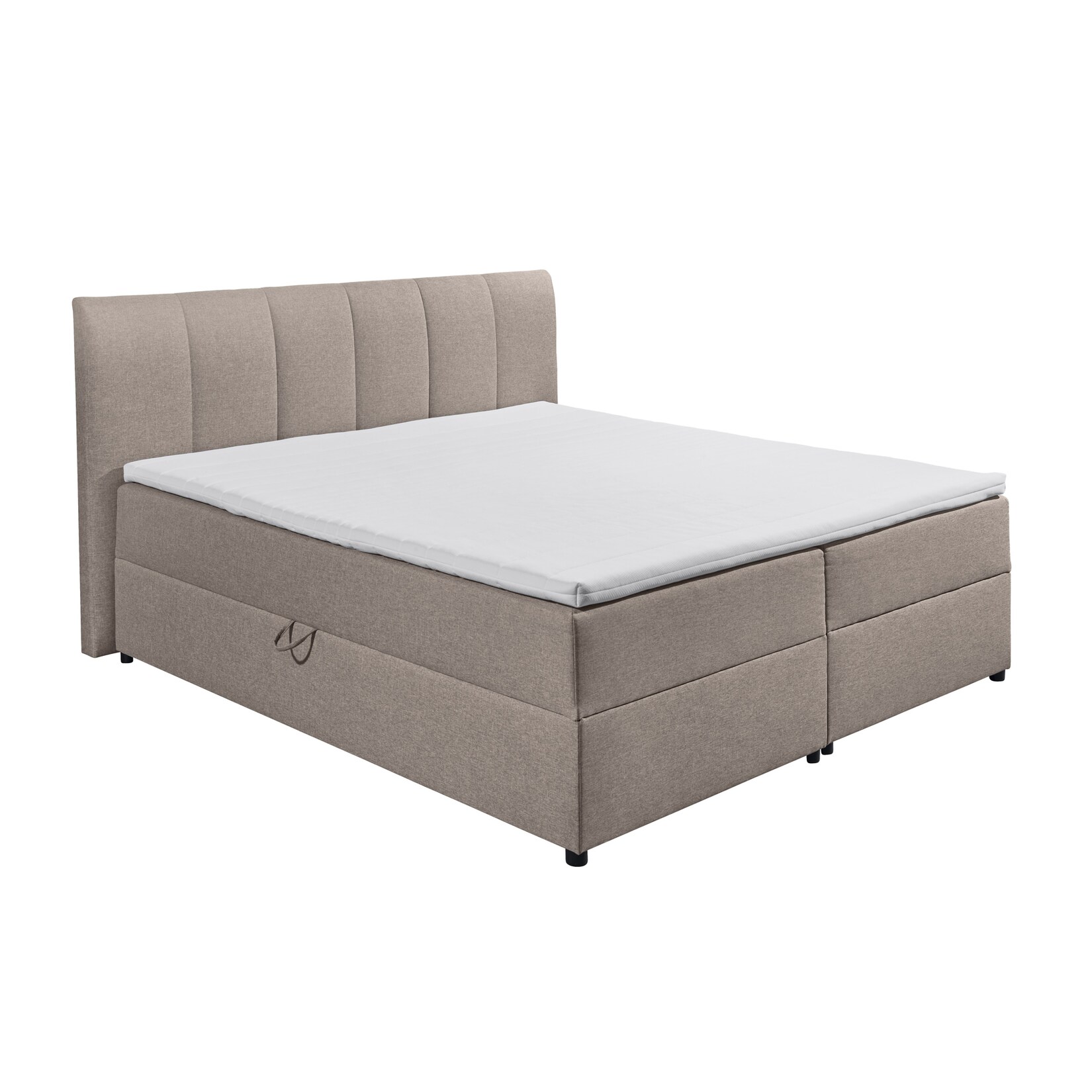riess-ambiente Boxspringbett MARSEILLE 180x200cm taupe inkl. Matratze und Topper mit Bettkasten | 04251561915227