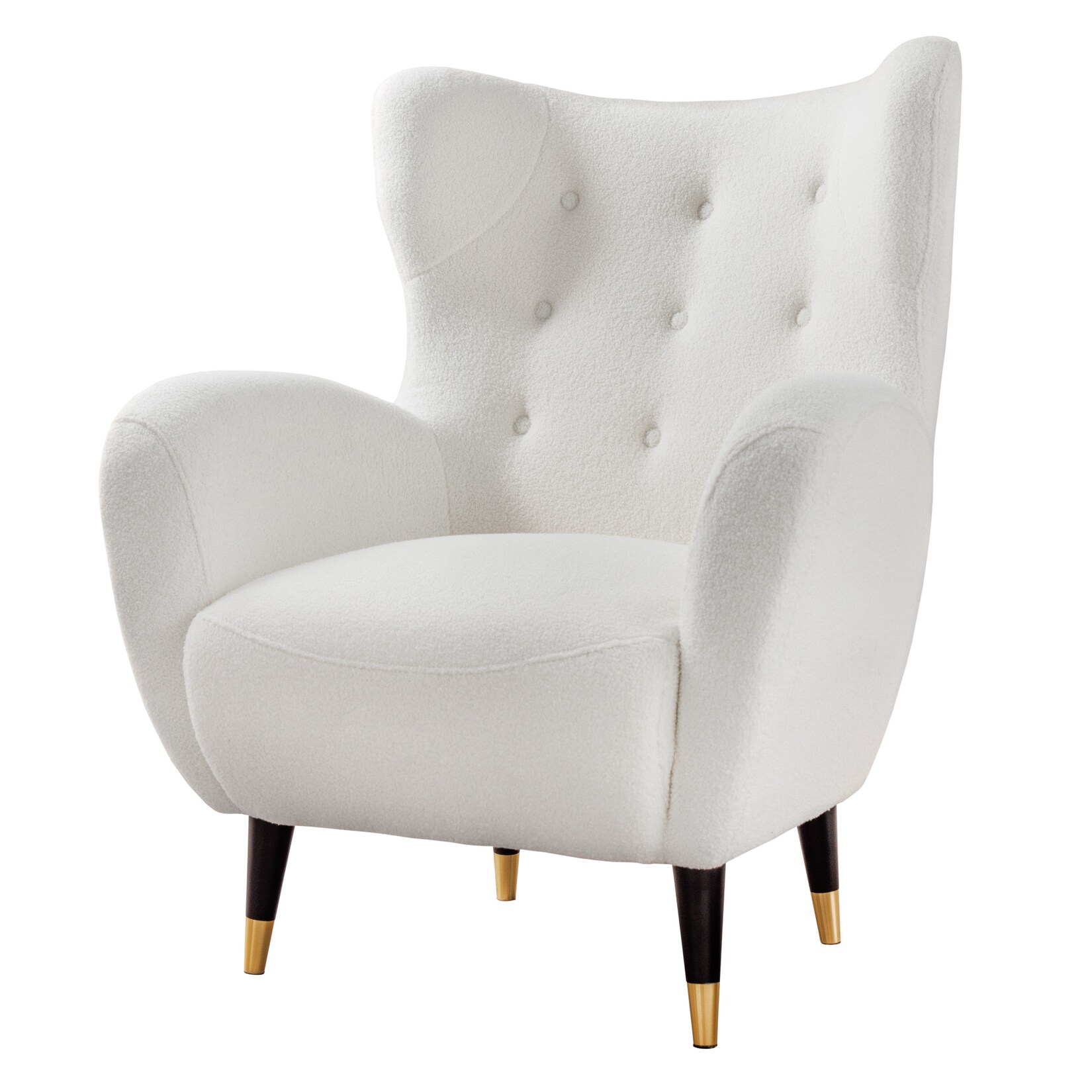 riess-ambiente Retro Design Sessel DON weiß Bouclé Federkern goldene Fußkappen | 04251561921792