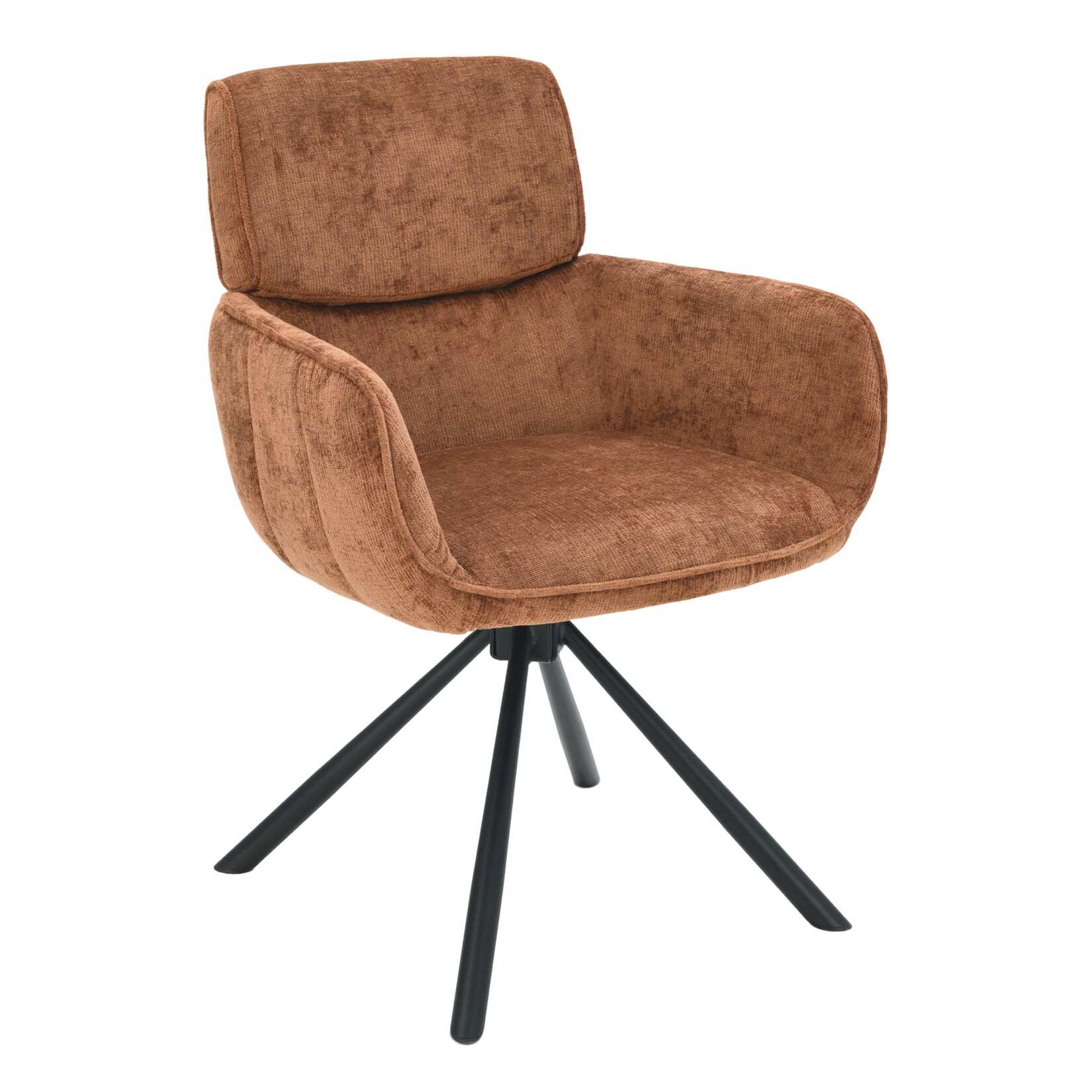 riess-ambiente Drehbarer Retro Stuhl UNIQUE rost braun Chenille schwarze Metallbeine mit Armlehne | 04251561921372