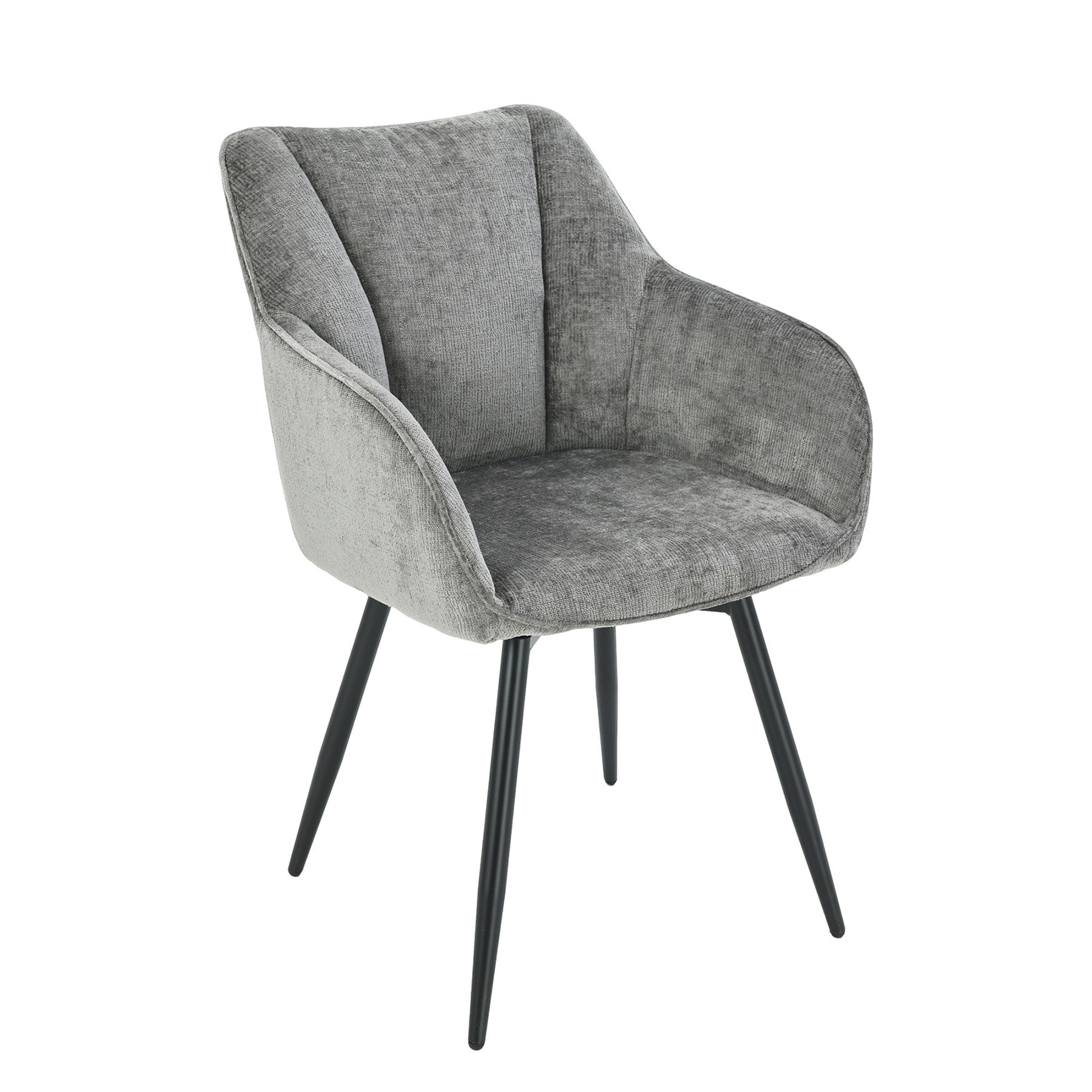 riess-ambiente Drehbarer Retro Stuhl AVIGNON grau Chenille schwarze Metallbeine - Bild 1