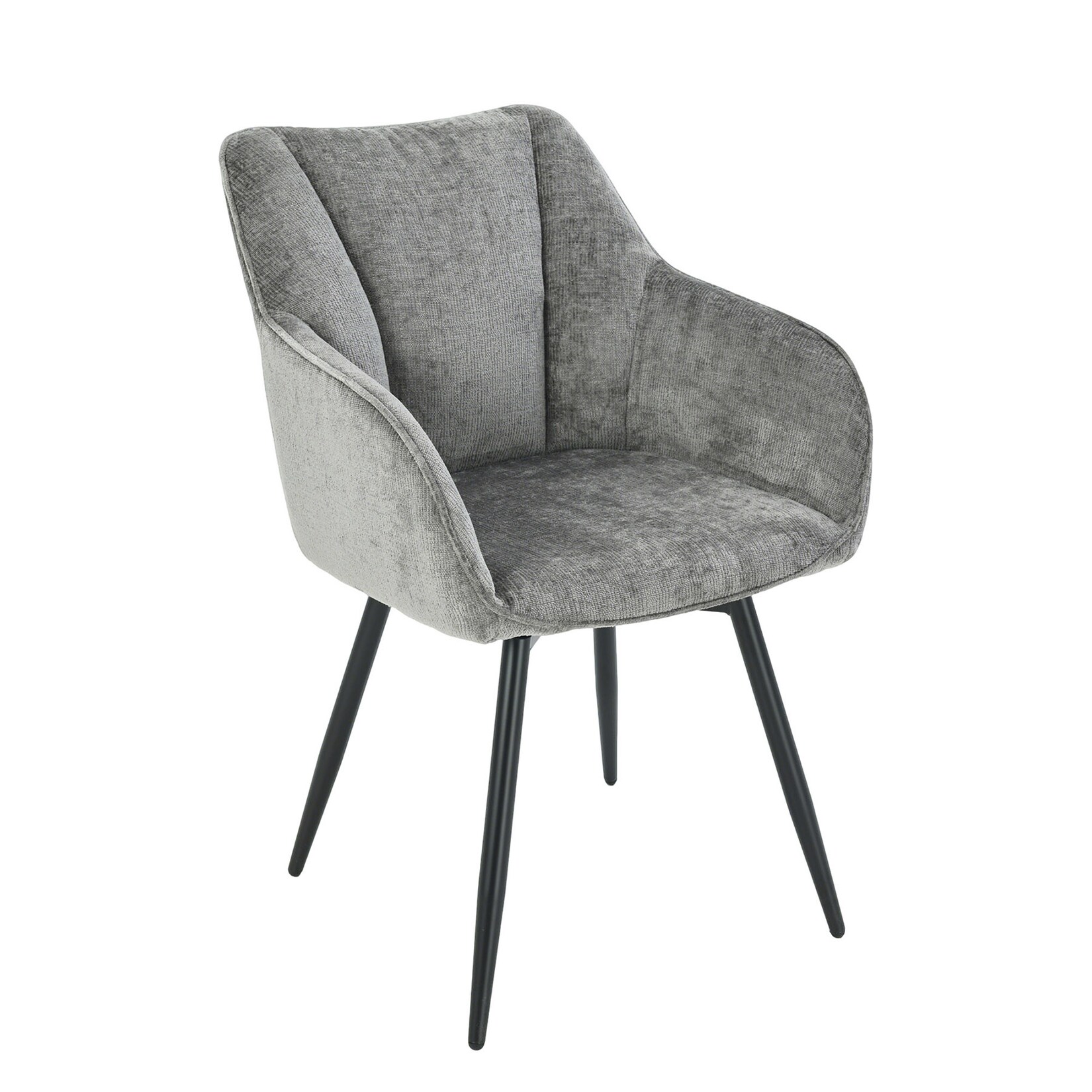 riess-ambiente Drehbarer Retro Stuhl AVIGNON grau Chenille schwarze Metallbeine | 04251561921426