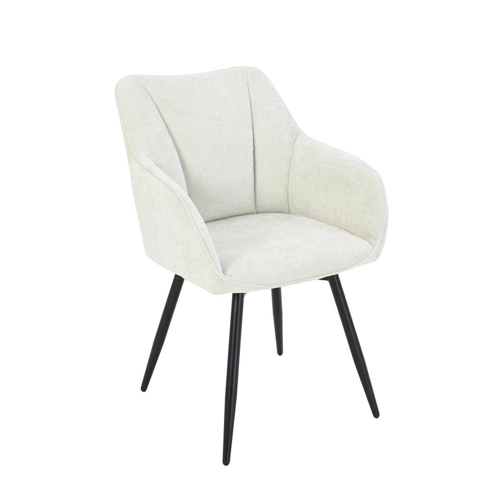 riess-ambiente Drehbarer Retro Stuhl AVIGNON beige Chenille schwarze Metallbeine | 04251561921433