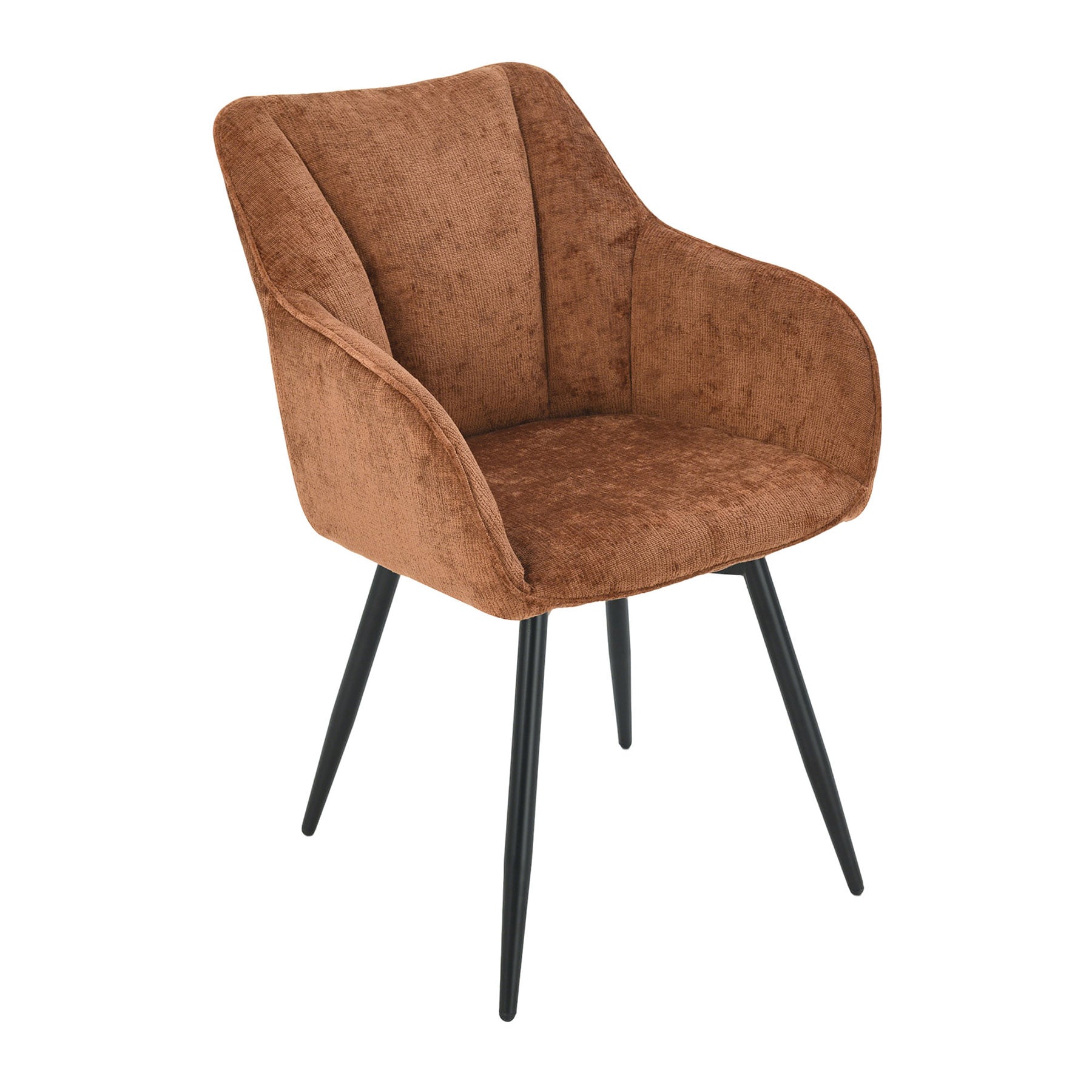 riess-ambiente Drehbarer Retro Stuhl AVIGNON rost braun Chenille schwarze Metallbeine - Bild 1