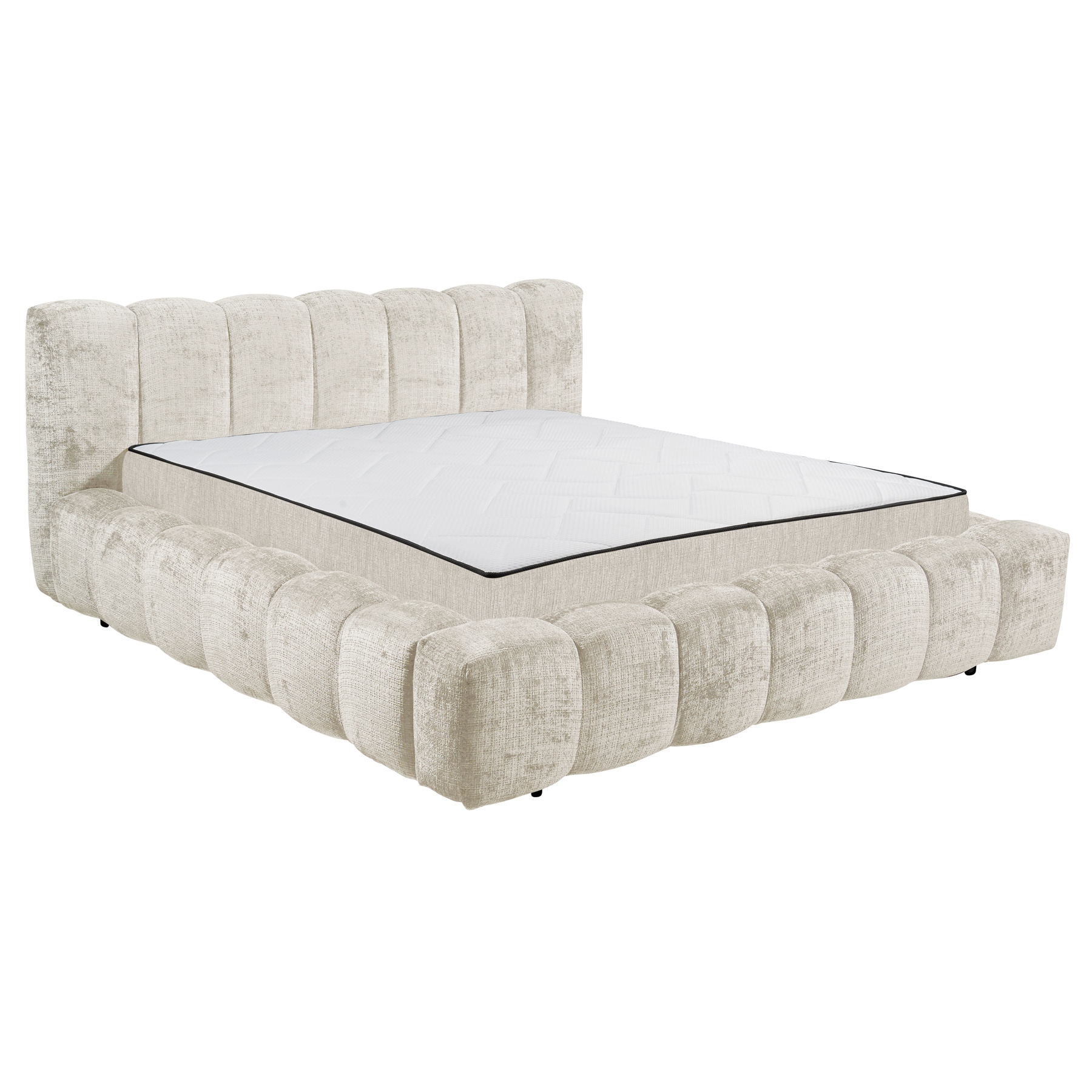 riess-ambiente Polsterbett DIAMOND 180x200cm wei&Atilde;&Yuml; Chenillestoff inkl. Matratze und Topper - Bild 1