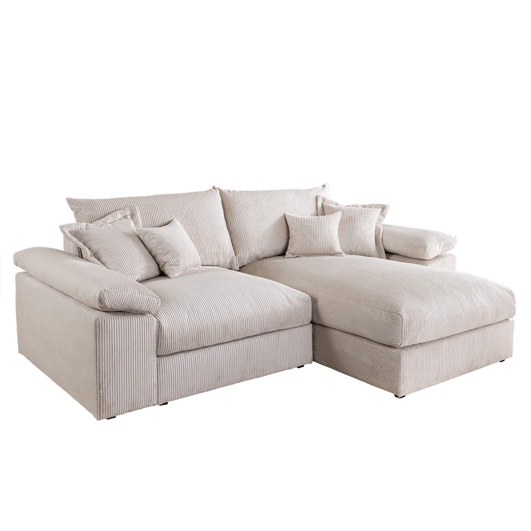 riess-ambiente Design Ecksofa ATMOSPHERE XL 245cm champagner beige Cord Federkern inkl. Kissen - Bild 1