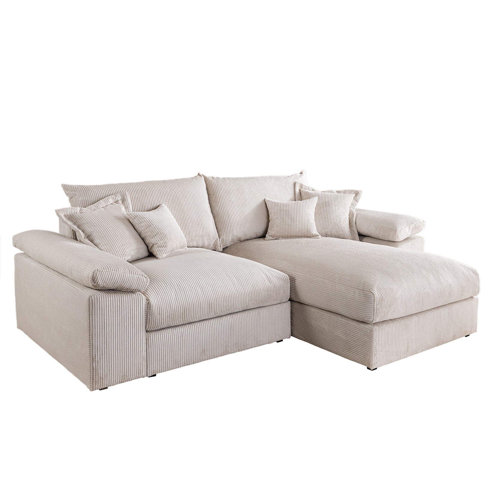 riess-ambiente Design Ecksofa ATMOSPHERE XL 245cm champagner beige Cord Federkern inkl. Kissen | 04251561920924