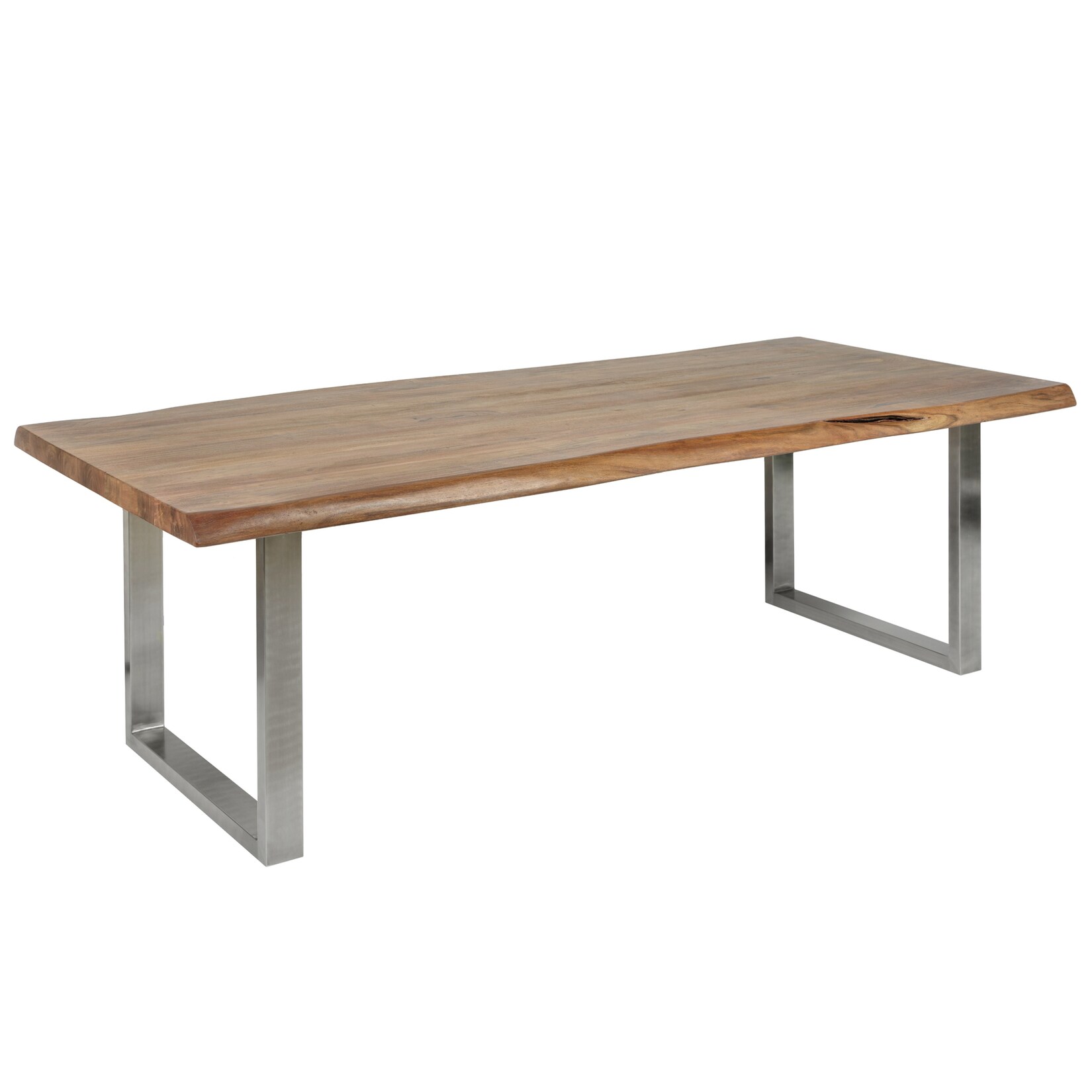 riess-ambiente Esstisch MAMMUT NATURE – 220cm Akazie Edelstahl Baumkante 6cm Tischplatte Massivholz | 04250243593616