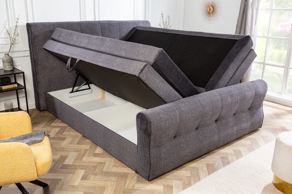 riess-ambiente Boxspringbett SIGNUM - 180x200cm dunkelgrau Samt inkl. Topper Matratzen Bettkasten - Bild 1