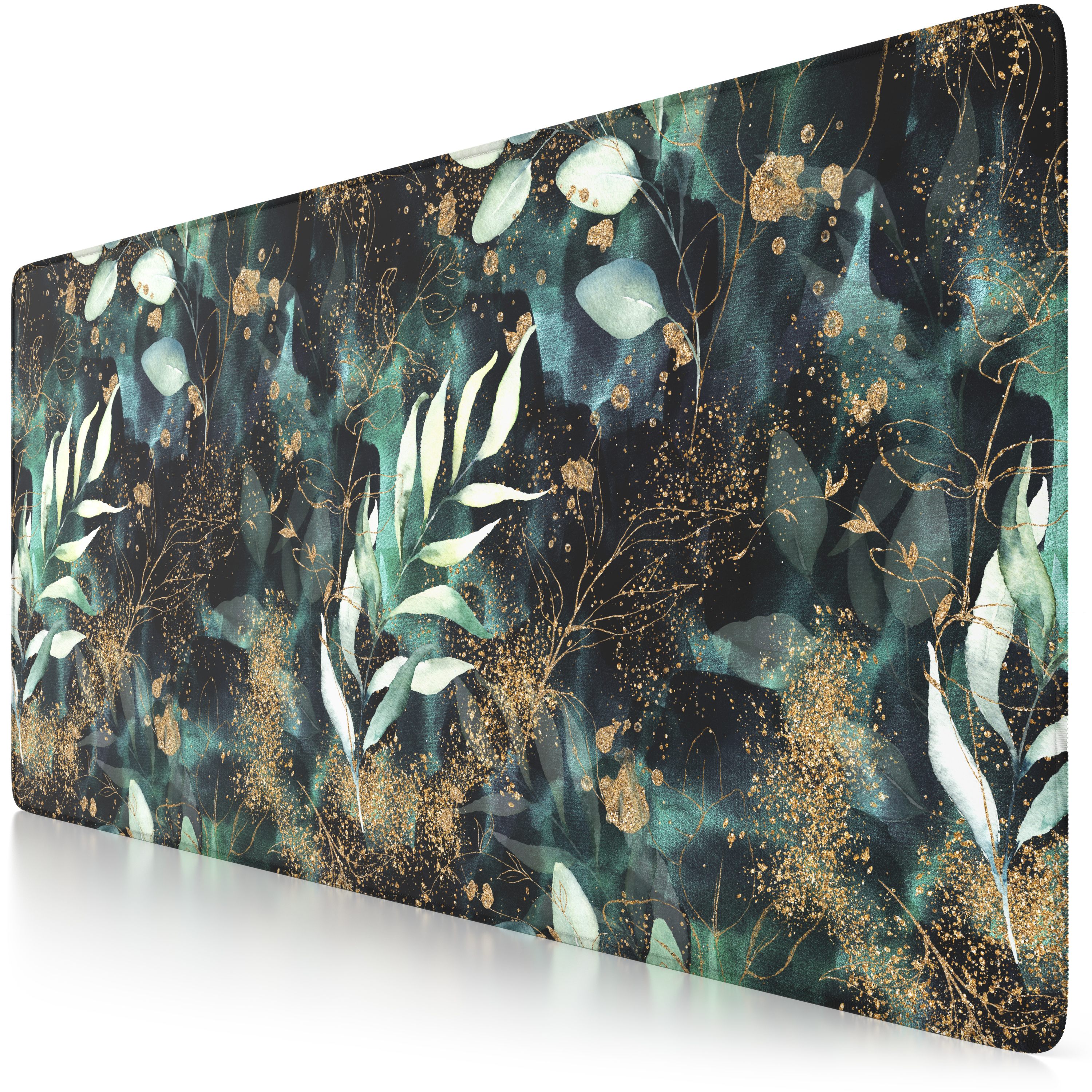 CSL Gaming Mauspad, XXL, 900 x 400 x 3 mm, Schreibtischunterlage, extralarge, waschbar, Gold Floral - Bild 1