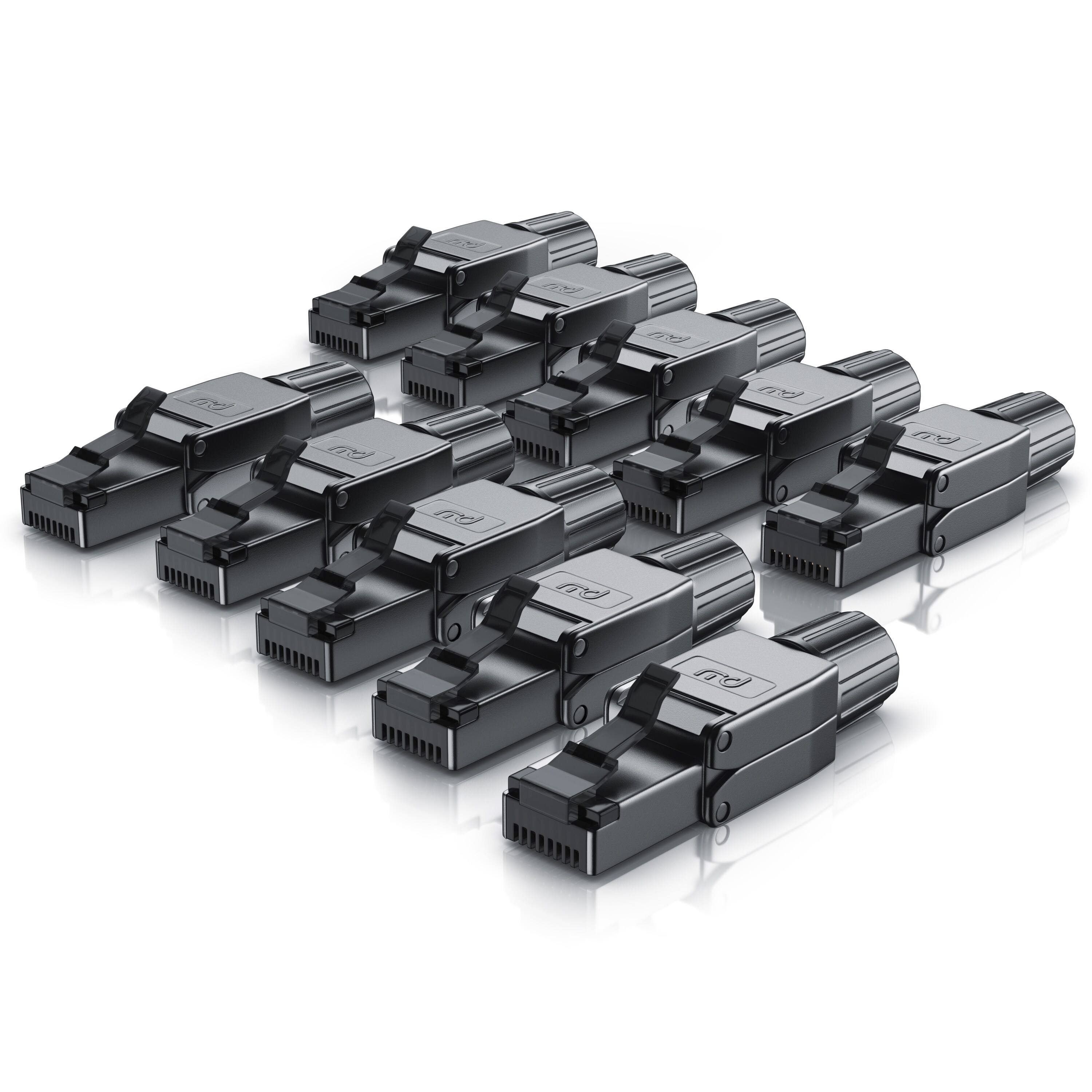 Primewire 10x Netzwerk-Adapter RJ-45 (Ethernet) zu Netzwerkkabel, Netzwerkstecker RJ45 CAT 8 - Gigabit Ethernet LAN Kabel - 40 Gbit/s, schwarz - Bild 1