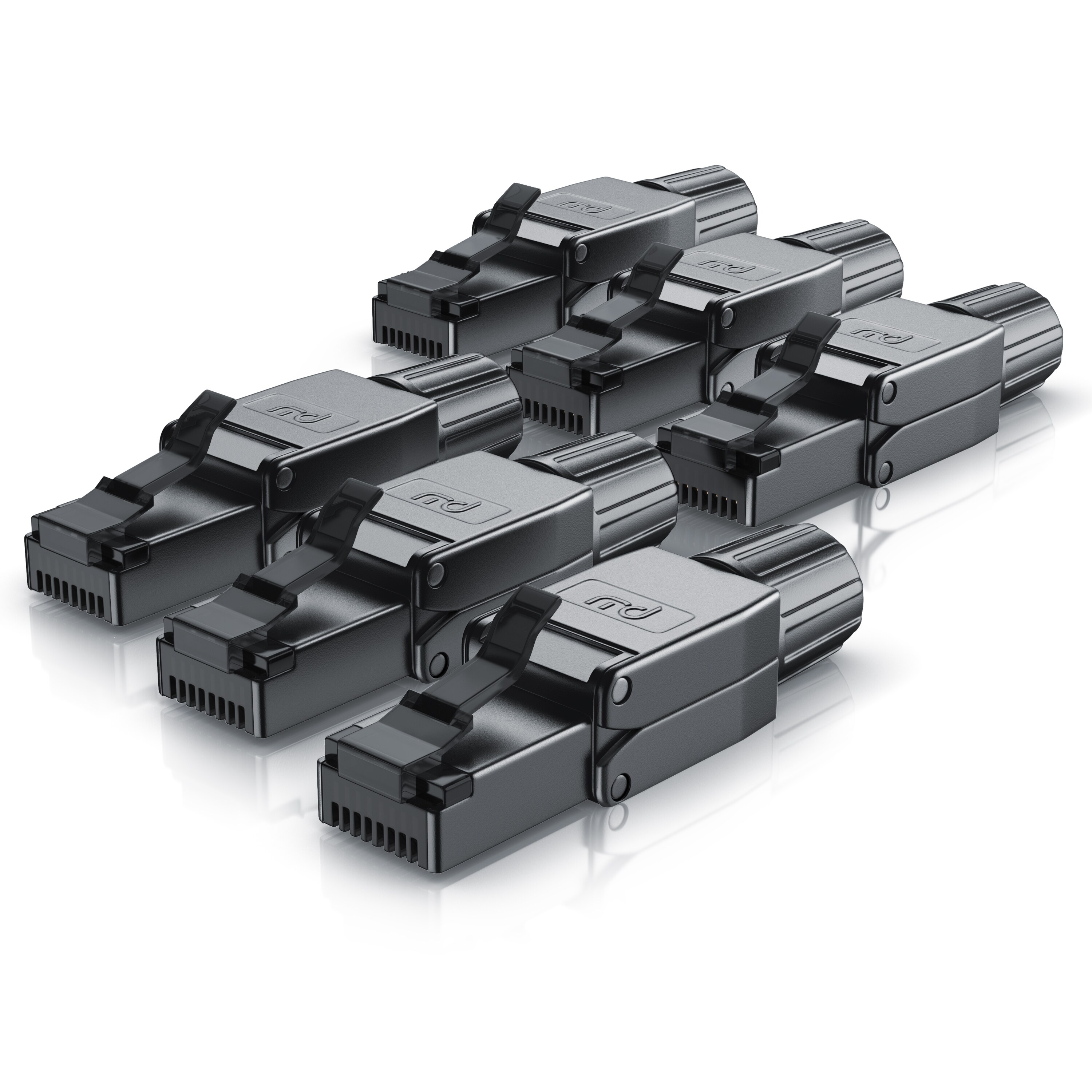 Primewire 6x Netzwerk-Adapter RJ-45 (Ethernet) zu Netzwerkkabel, Netzwerkstecker RJ45 CAT 8 - Gigabit Ethernet LAN Kabel - 40 Gbit/s, schwarz - Bild 1