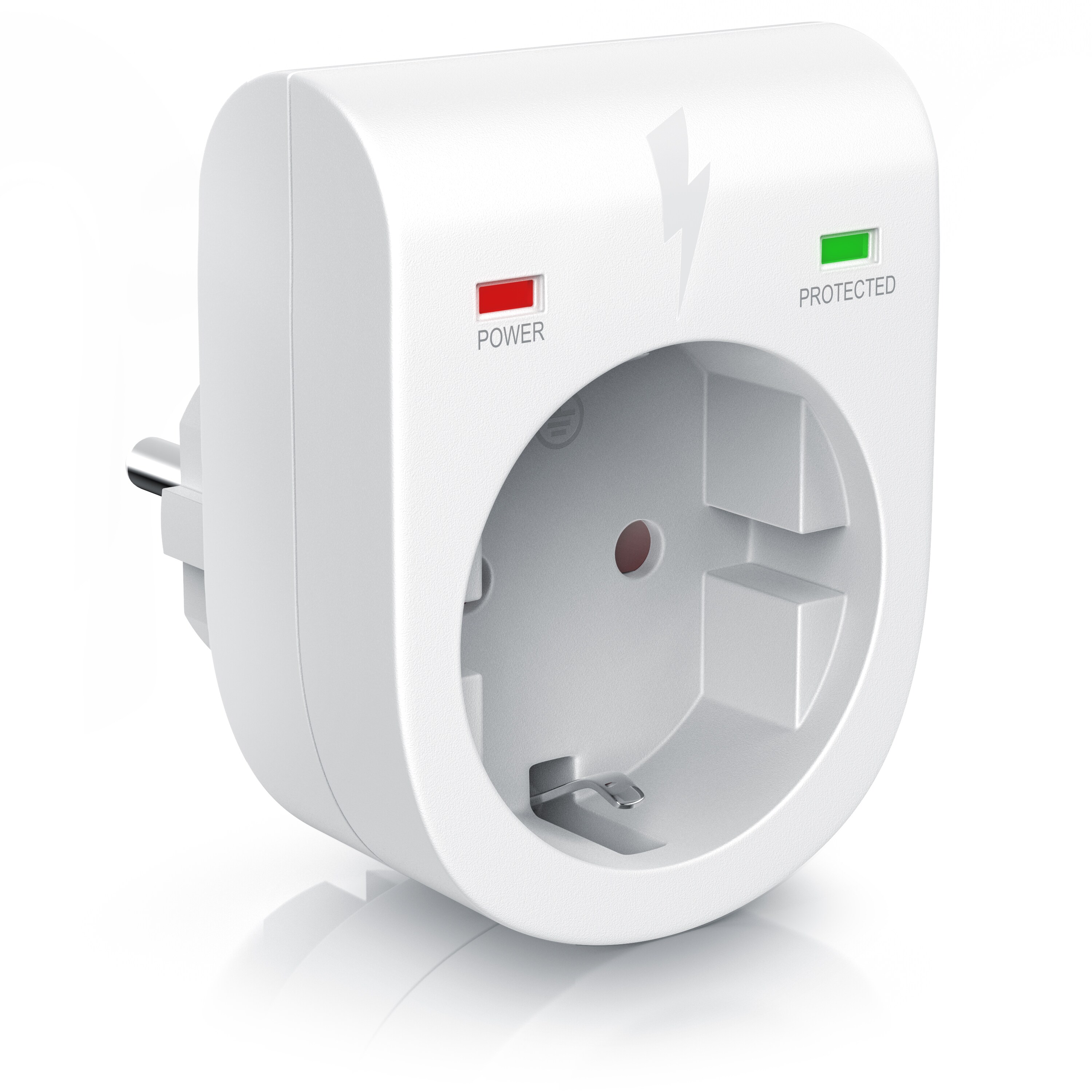 Arendo Schutzkontakt &Uuml;berspannungsschutzadapter LED-Anzeige / Kindersicherung / bis 3500W - Bild 1