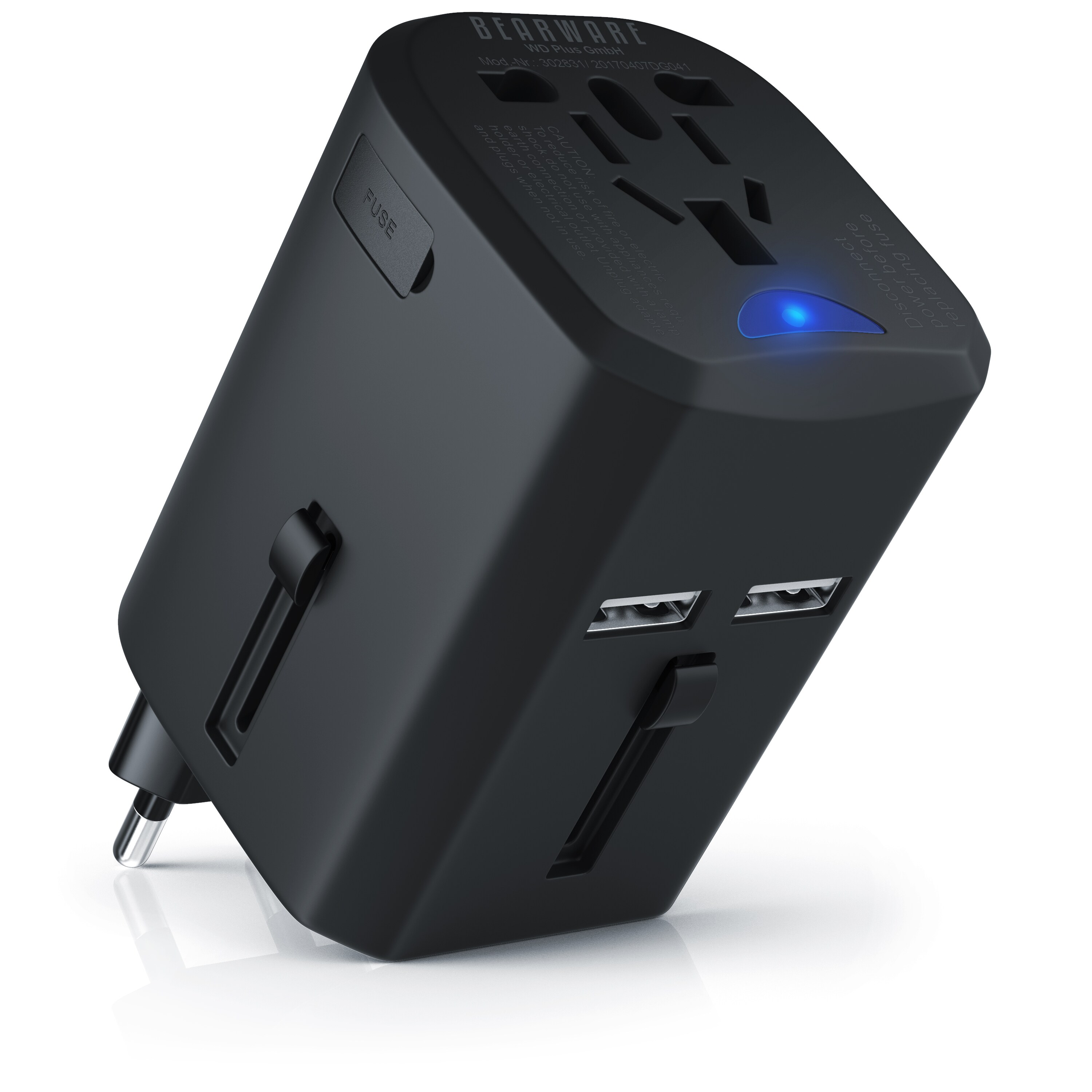 BEARWARE Universal Reiseadapter mit USB Ladestation f&uuml;r &uuml;ber 140 L&auml;nder/Regionen /2x USB Buchse - Bild 1