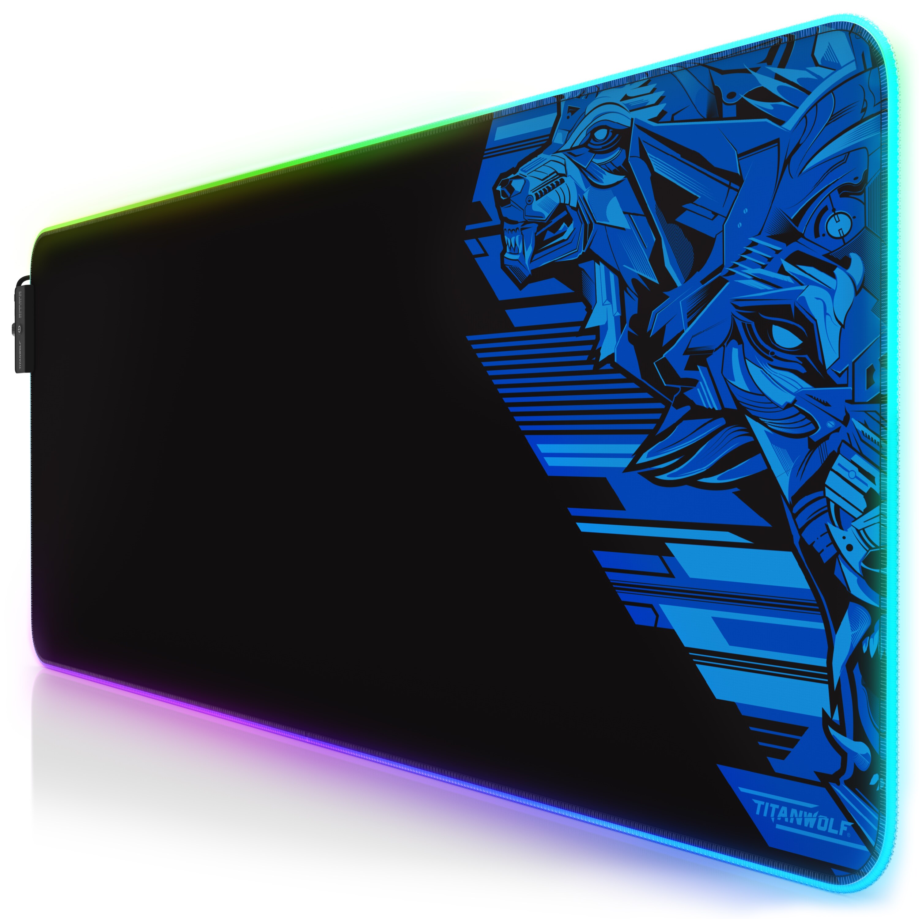 Titanwolf RGB Gaming Mauspad, Mousepad XL 800 x 300mm verbessert Pr&auml;zision & Geschwindigkeit, Vector Blau - Bild 1