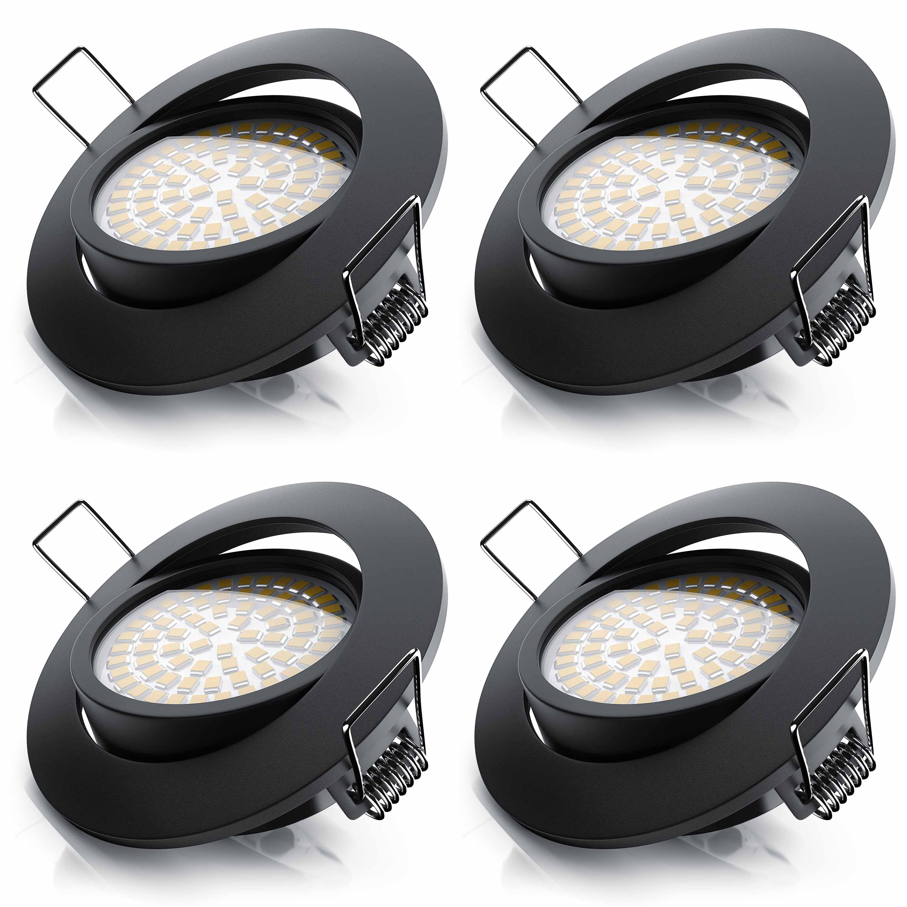 Brandson 4x LED Deckenspots dimmbar & schwenkbar Einbaustrahler mit Aluminium Rahmen in schwarz - Bild 1