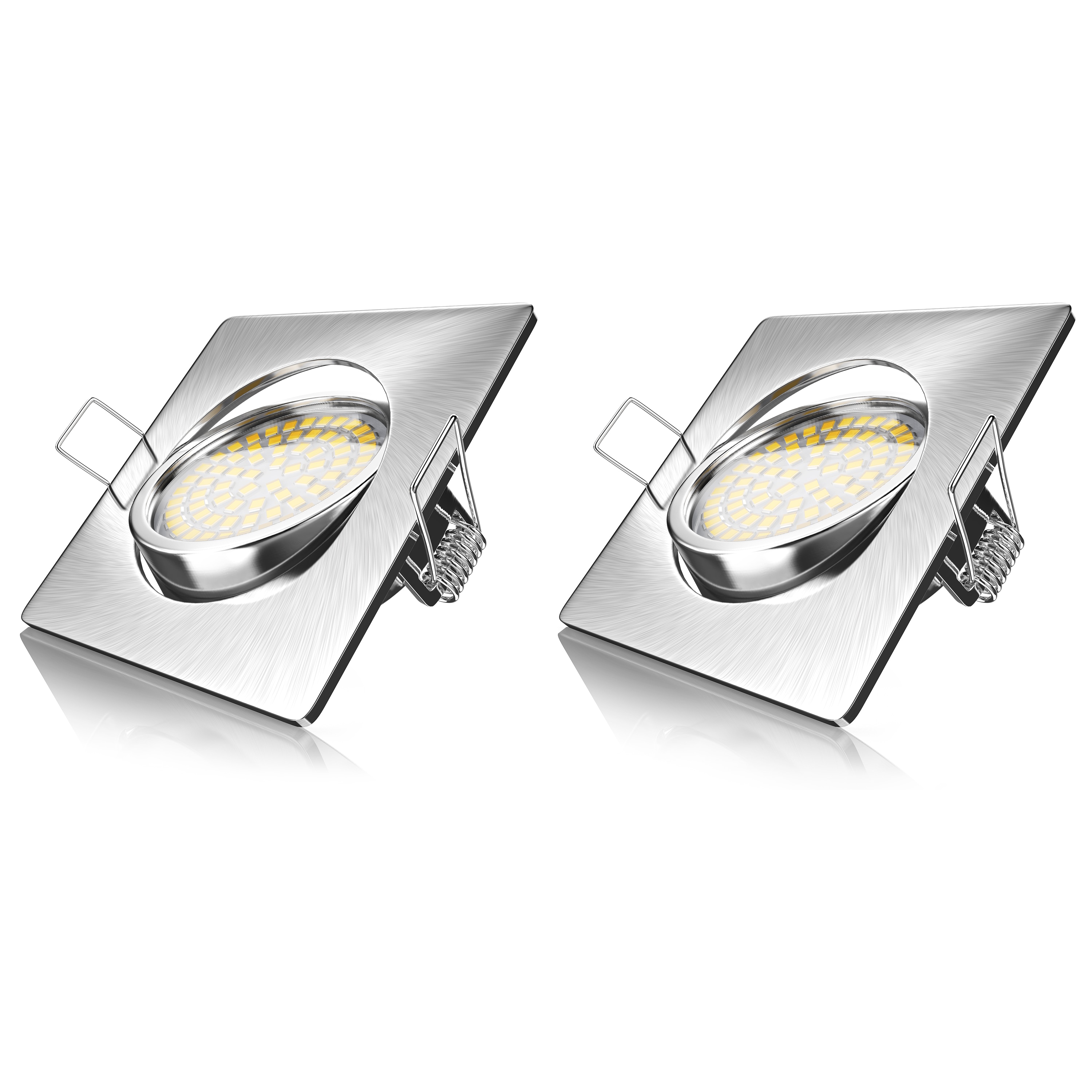 Brandson 2x LED Einbaustrahler in Edelstahl Optik, schwenkbarer Deckenspot mit 320 Lumen / Warmwei&szlig; - Bild 1