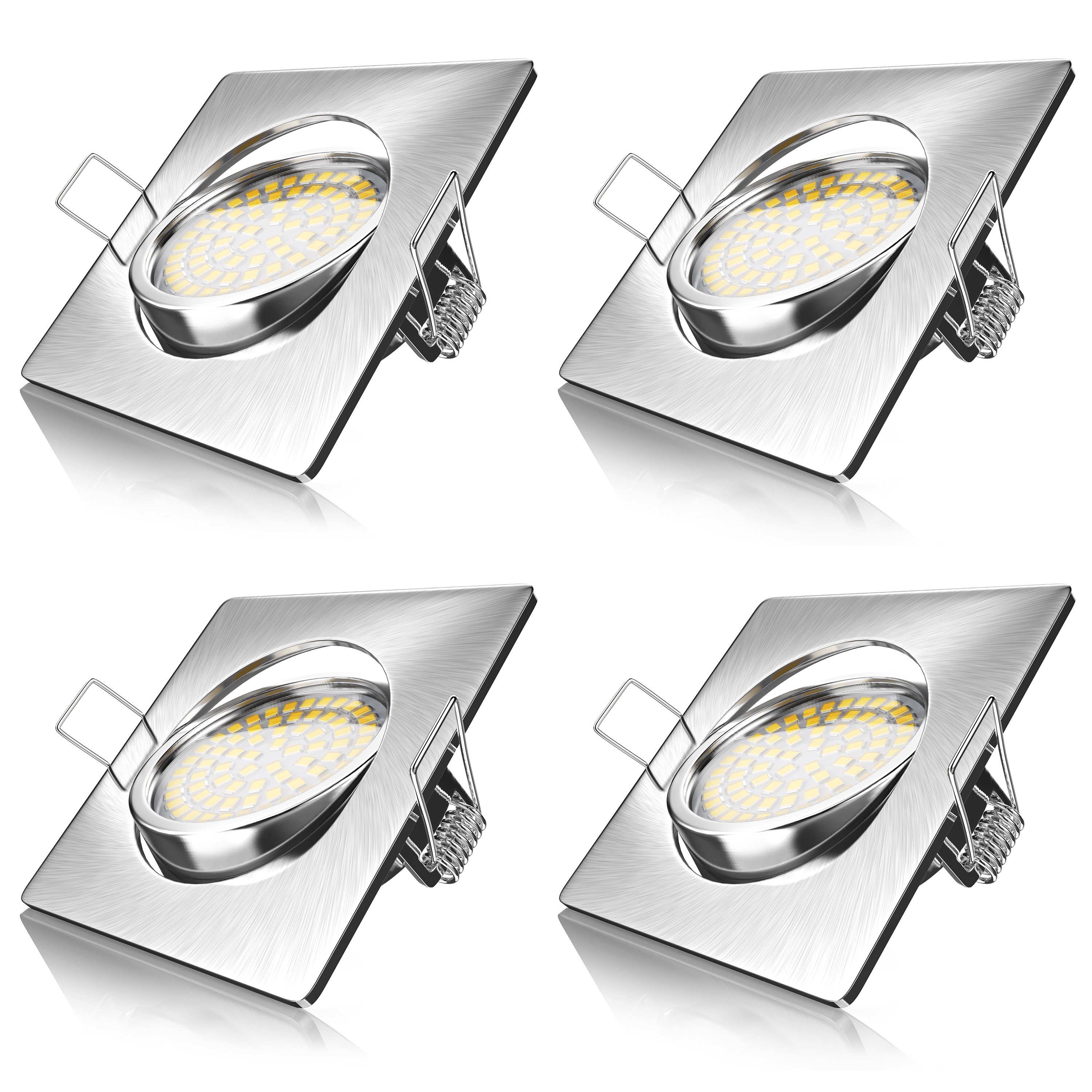 Brandson 4x LED Einbaustrahler in Edelstahl Optik, schwenkbarer Deckenspot mit 320 Lumen / Warmwei&szlig; - Bild 1