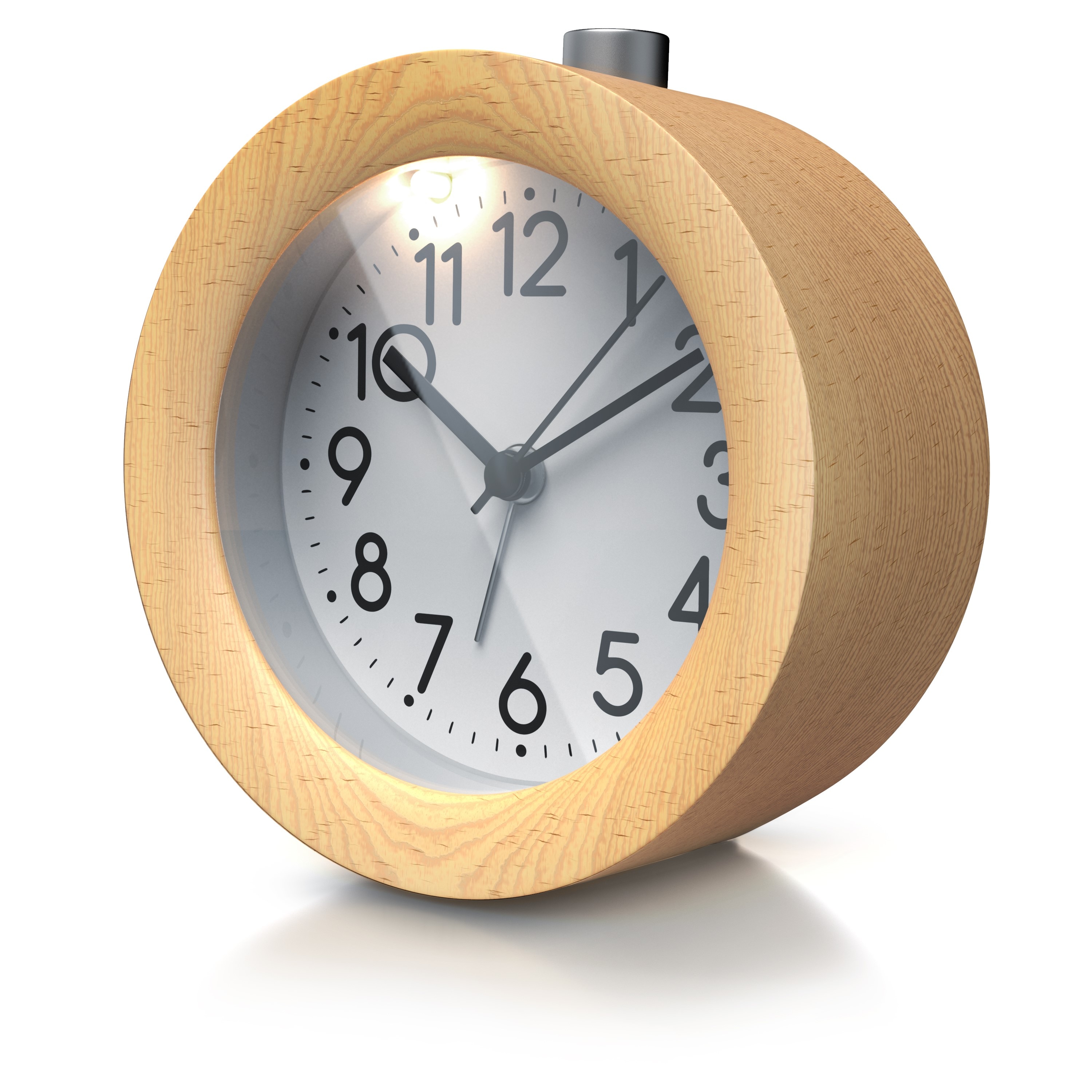 BEARWARE Analoger Wecker mit rundem Holzkorpus Holz Wecker mit beleuchtetem Ziffernblatt - Bild 1
