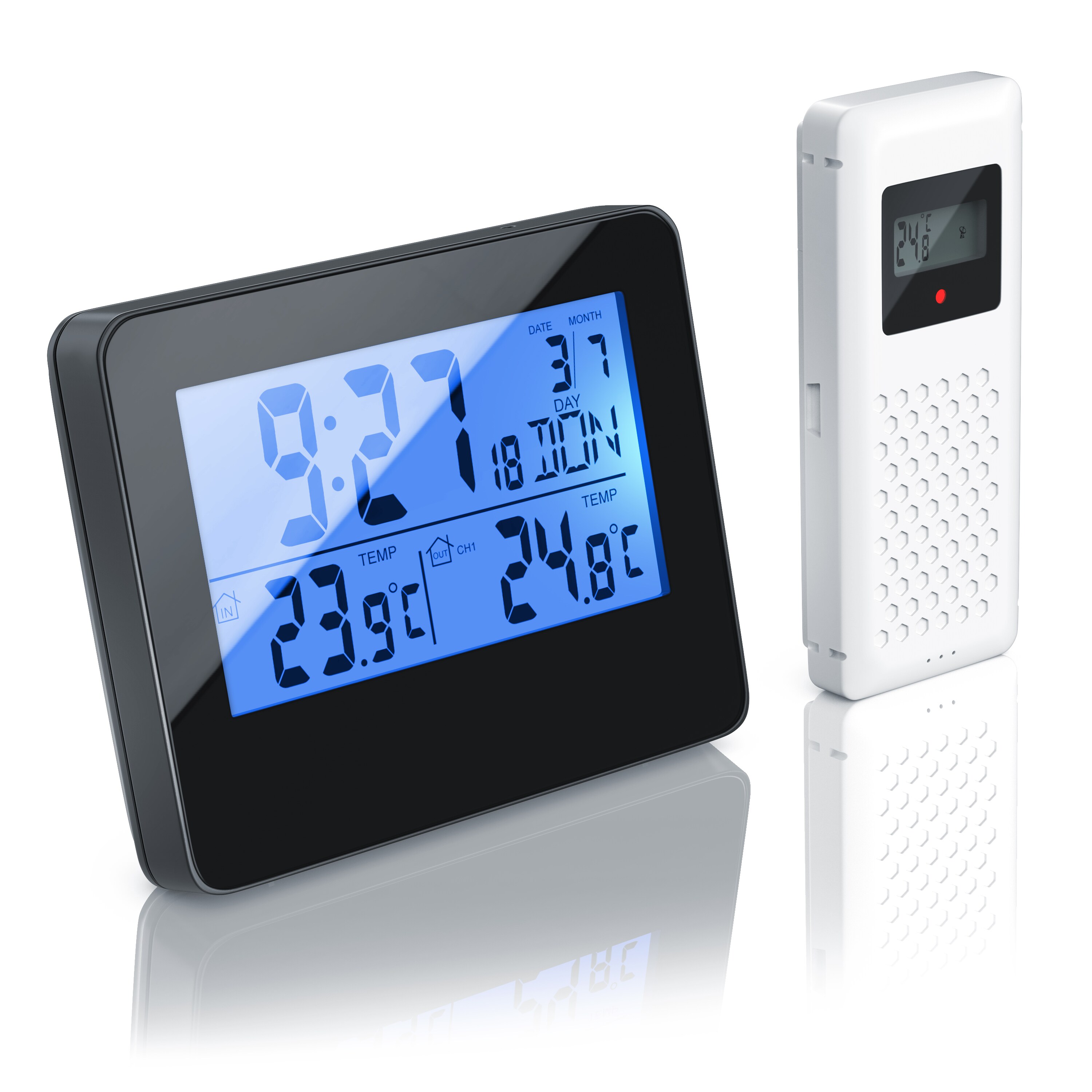 BEARWARE Wetterstation mit Au&szlig;ensensor, Funk, Multifunktion, Funkuhr mit DCF-Signal, LCD-Display - Bild 1