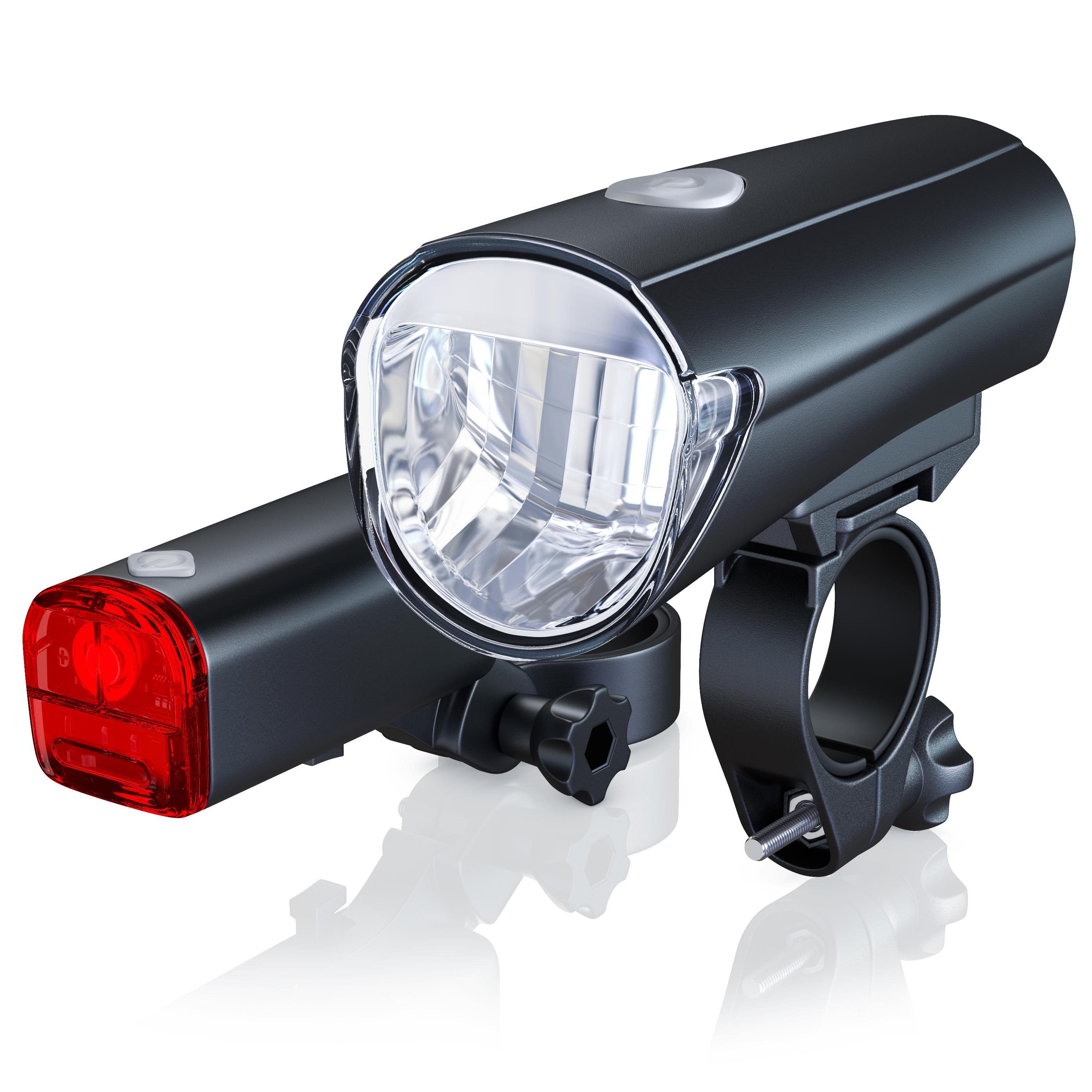 Aplic LED Fahrradlampen Set mit Front & R&uuml;cklicht StVZO zugelassen / Energiesparend / 30 Lux - Bild 1