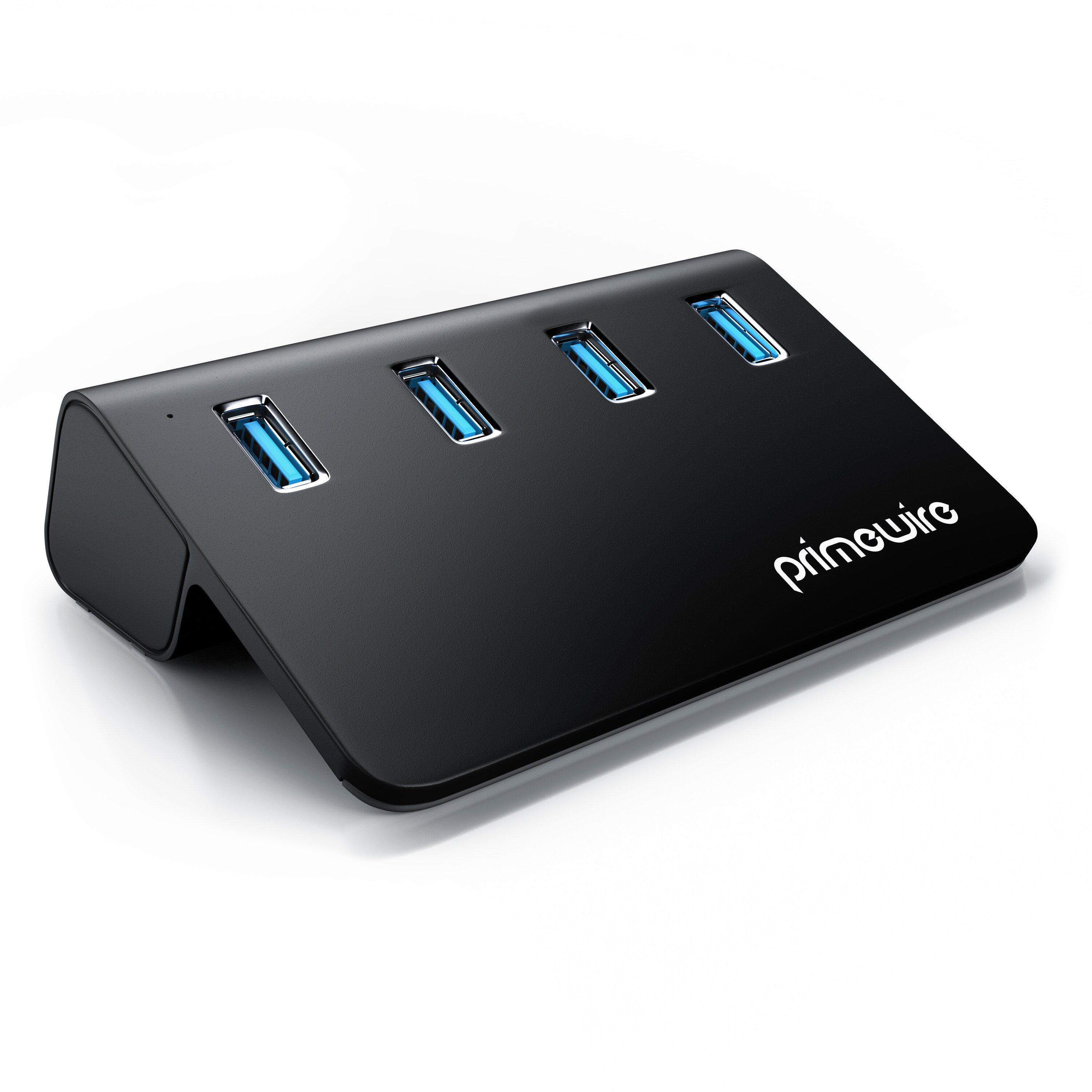 Primewire - 4 Port USB 3.2 Gen.1 Hub Aktiv - 4 Port Verteiler mit Netzteil - USB 3.0 USB 3.2 Gen.1 Datenhub - f&uuml;r PC Notebook Laptop Ultrabook Tablet - Bild 1