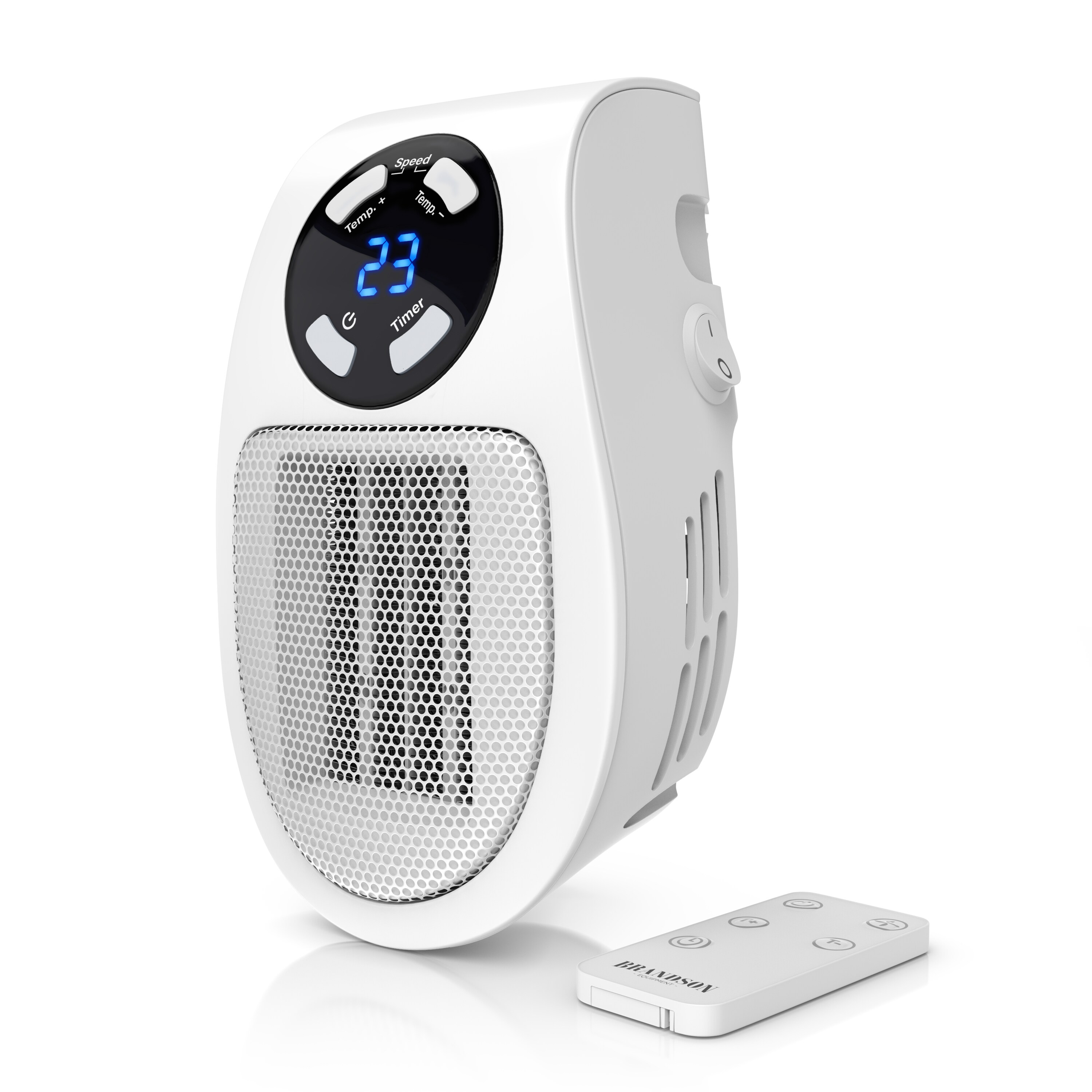 Brandson Steckdosen Heizl&uuml;fter, 500W Mini Heizung mit Temperaturregelung & Fernbedienung, &Uuml;berhitzungsschutz, Automatische Abschaltung, Wei&szlig; - Bild 1