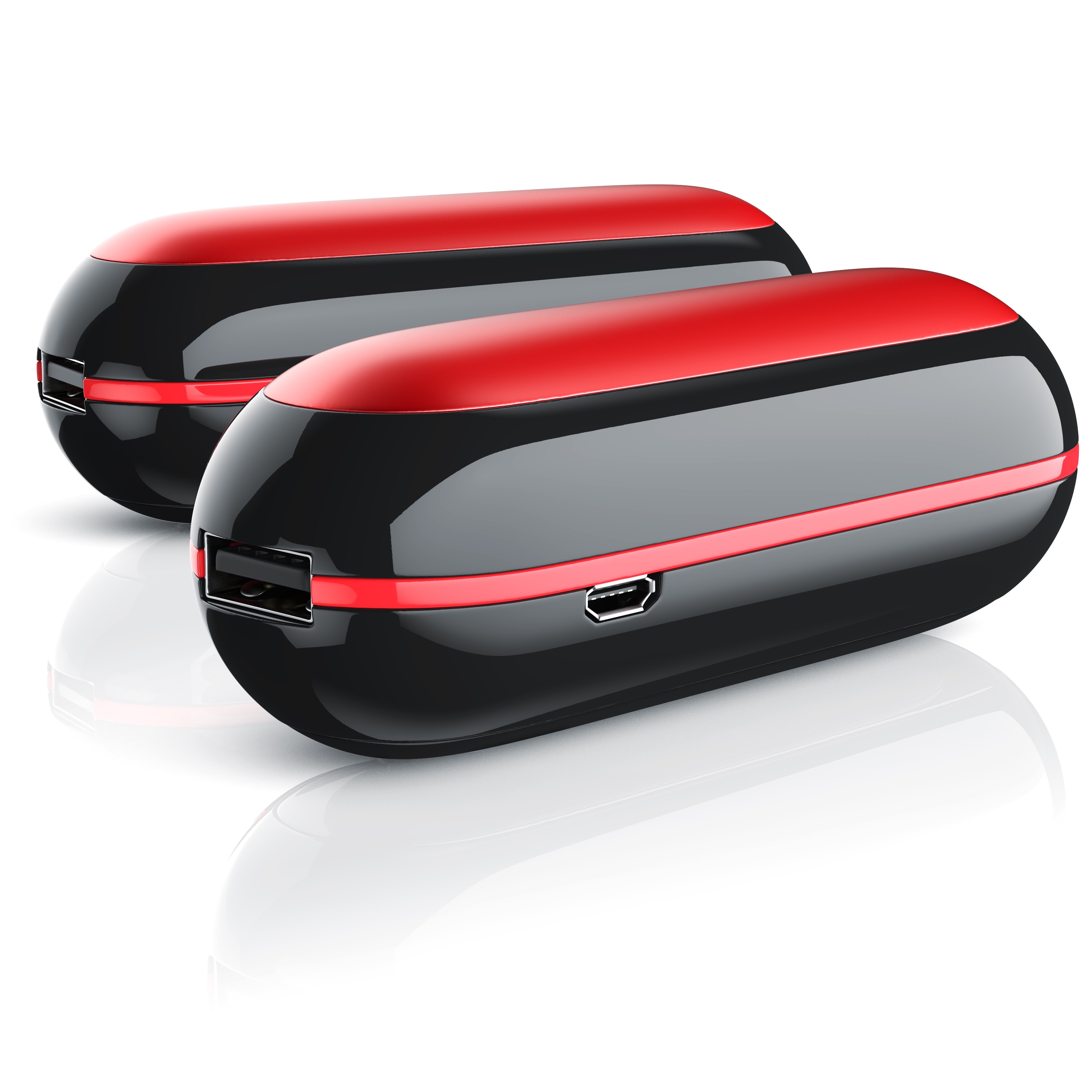 CSL Handw&auml;rmer wiederaufladbar, 2er Set, 2200 mAh, elektrisch, tragbar, Taschenw&auml;rmer, Powerbank, f&uuml;r Outdoor-Sport, Jagd, Golf, Camping, Schwarz/Rot - Bild 1