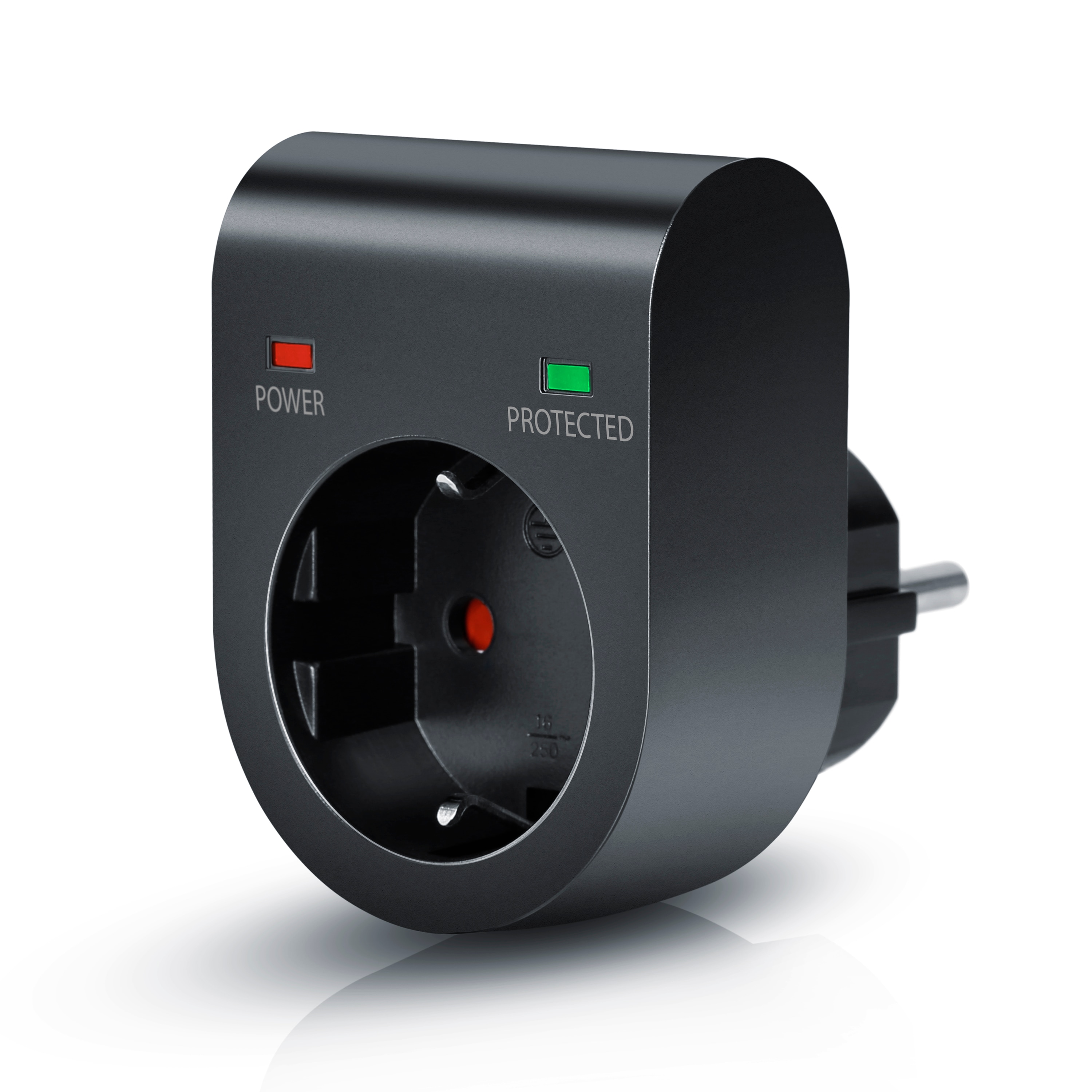 Arendo Schutzkontakt &Uuml;berspannungsschutzadapter, Steckdose, LED, Kindersicherung, 3500W - Bild 1