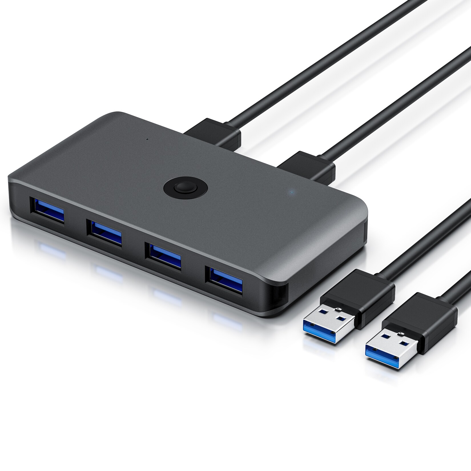Primewire USB 3.2 Gen1 KVM Switch Umschalter – 4 Port Eingang – 2 Port Ausgang für 2 PCs – 5 Gbit/s – inkl. 2x USB Kabel – für Drucker Scanner | 04061474125930