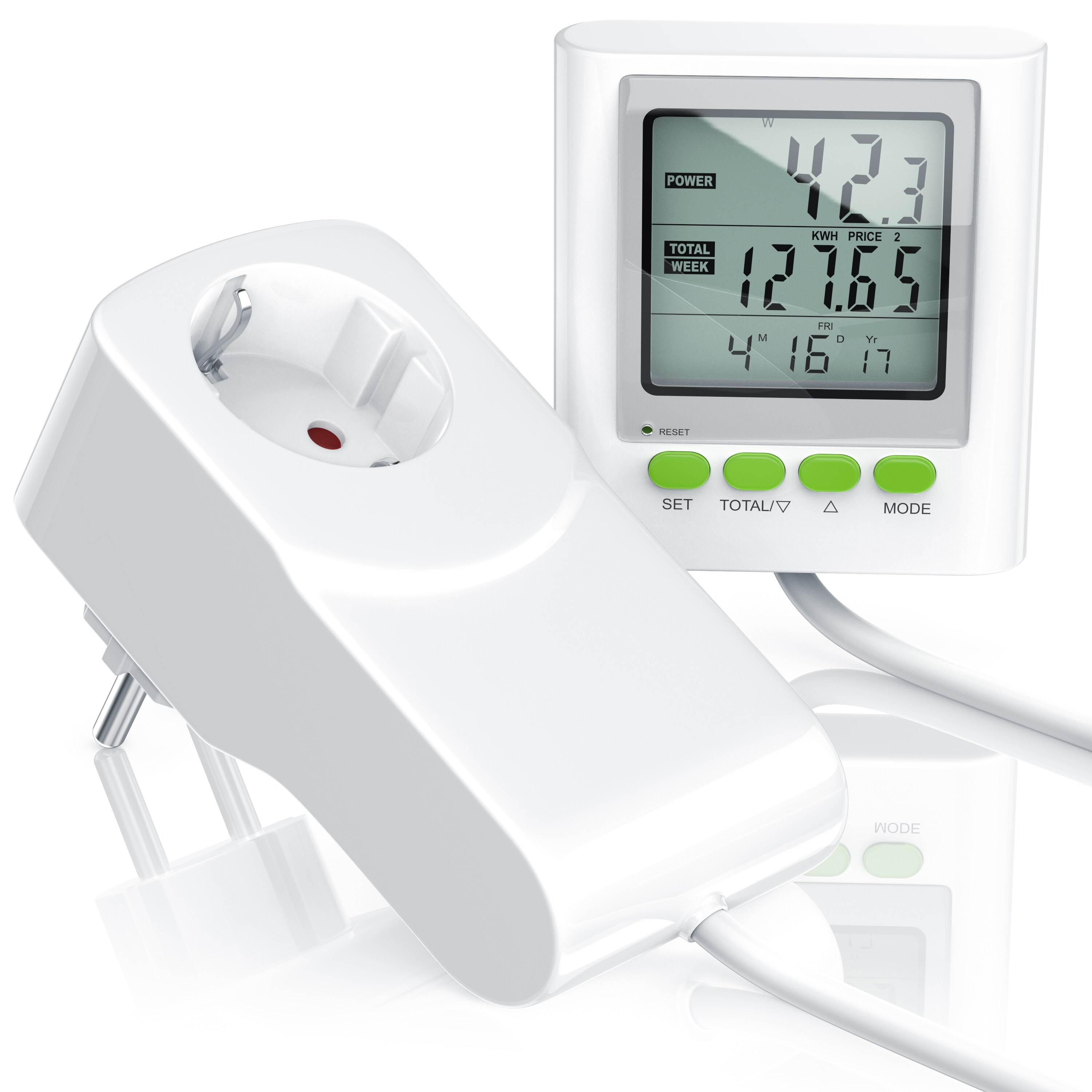 BEARWARE Stromverbrauchsz&auml;hler mit Kabelverl&auml;ngerung - Energiekostenmessger&auml;t - Bild 1