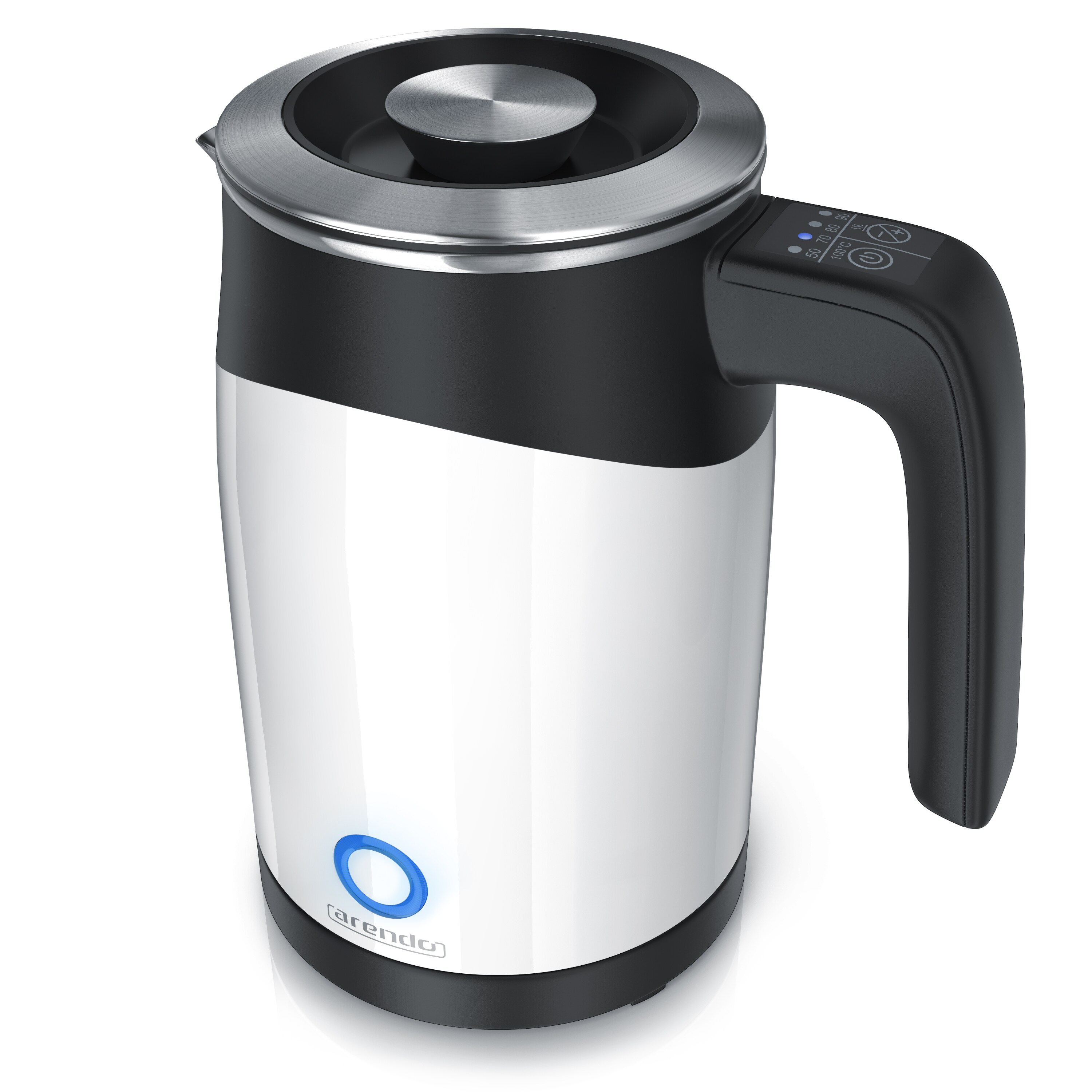 Arendo Wasserkocher 0,5 l, 1100 W, Edelstahl Single Reisewasserkocher Mini, Temperatureinstellung, wei&szlig; - Bild 1