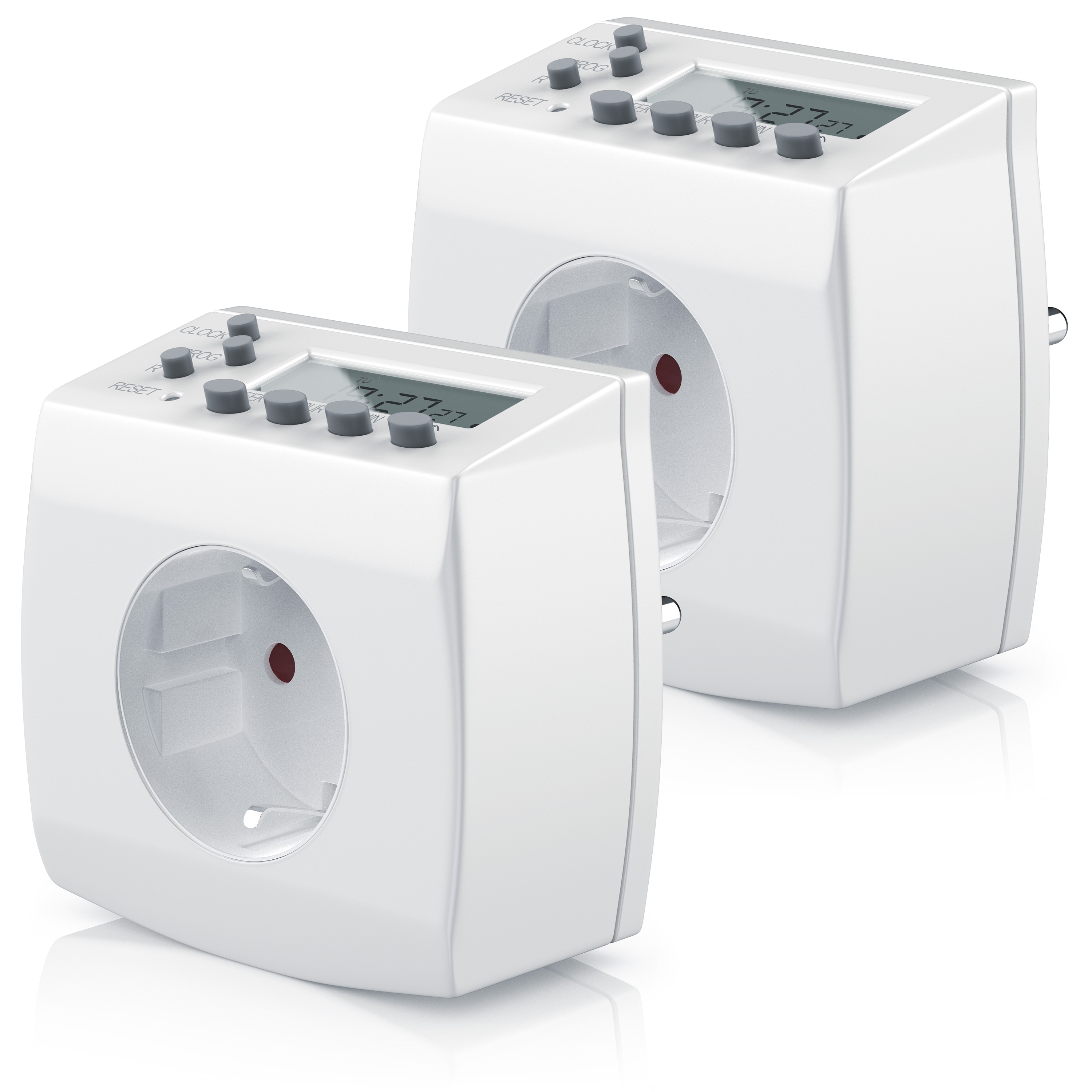 BEARWARE 2x digitale Zeitschaltuhr in kompakter Bauform Kinderschutzsicherung / Zufallsschaltung - Bild 1