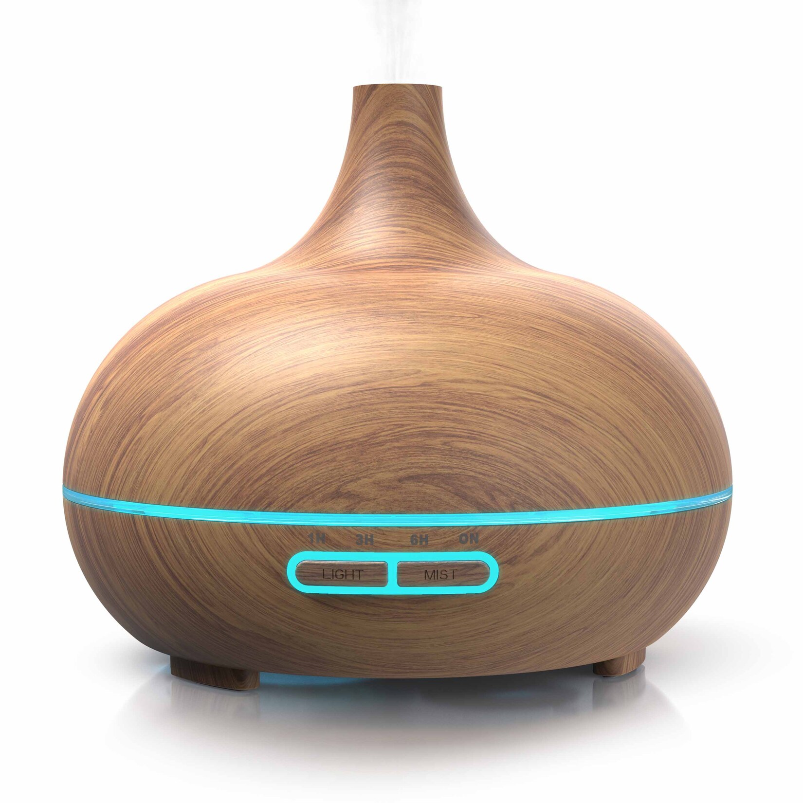 Arendo Aroma Diffuser, Luftbefeuchter, Vernebler in Holz Optik, Diffusor mit 7 Farben LED, Timer Funktion, 300ml, Hellbraun | 04061474008622