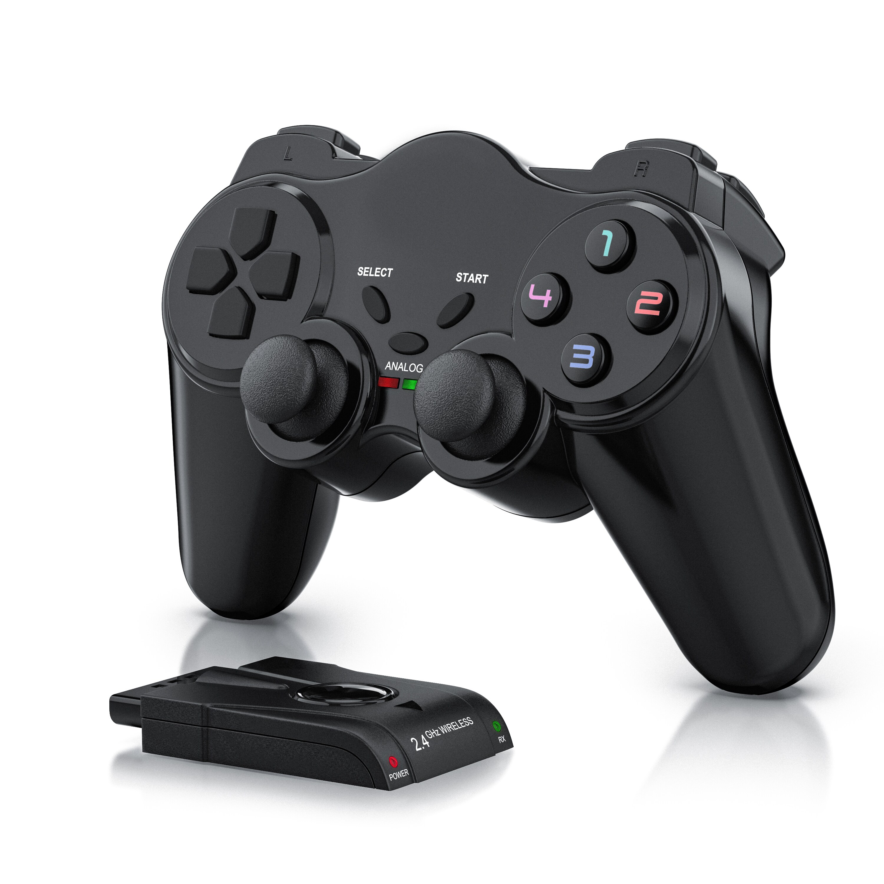 CSL PlayStation-Controller, Wireless PS2 Gamepad, 2,4 GHz Funk Adapter mit Dual Vibration - Bild 1