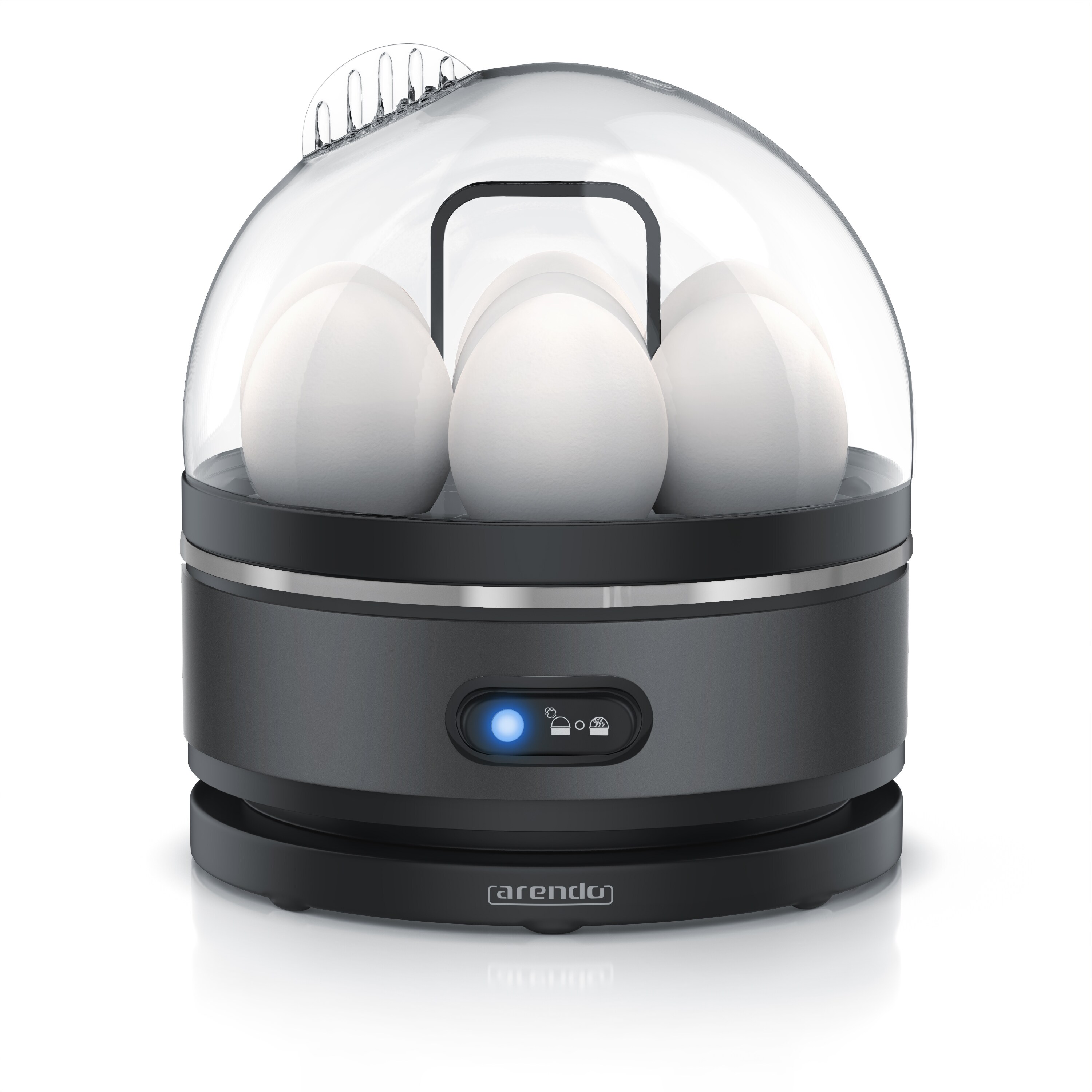 Arendo Eierkocher 400 Watt, Edelstahl, Egg Cooker, 7 Eier, 3 H&auml;rtegrade w&auml;hlbar, Warmhaltefunktion, Signalton, BPA-frei, cool grey - Bild 1