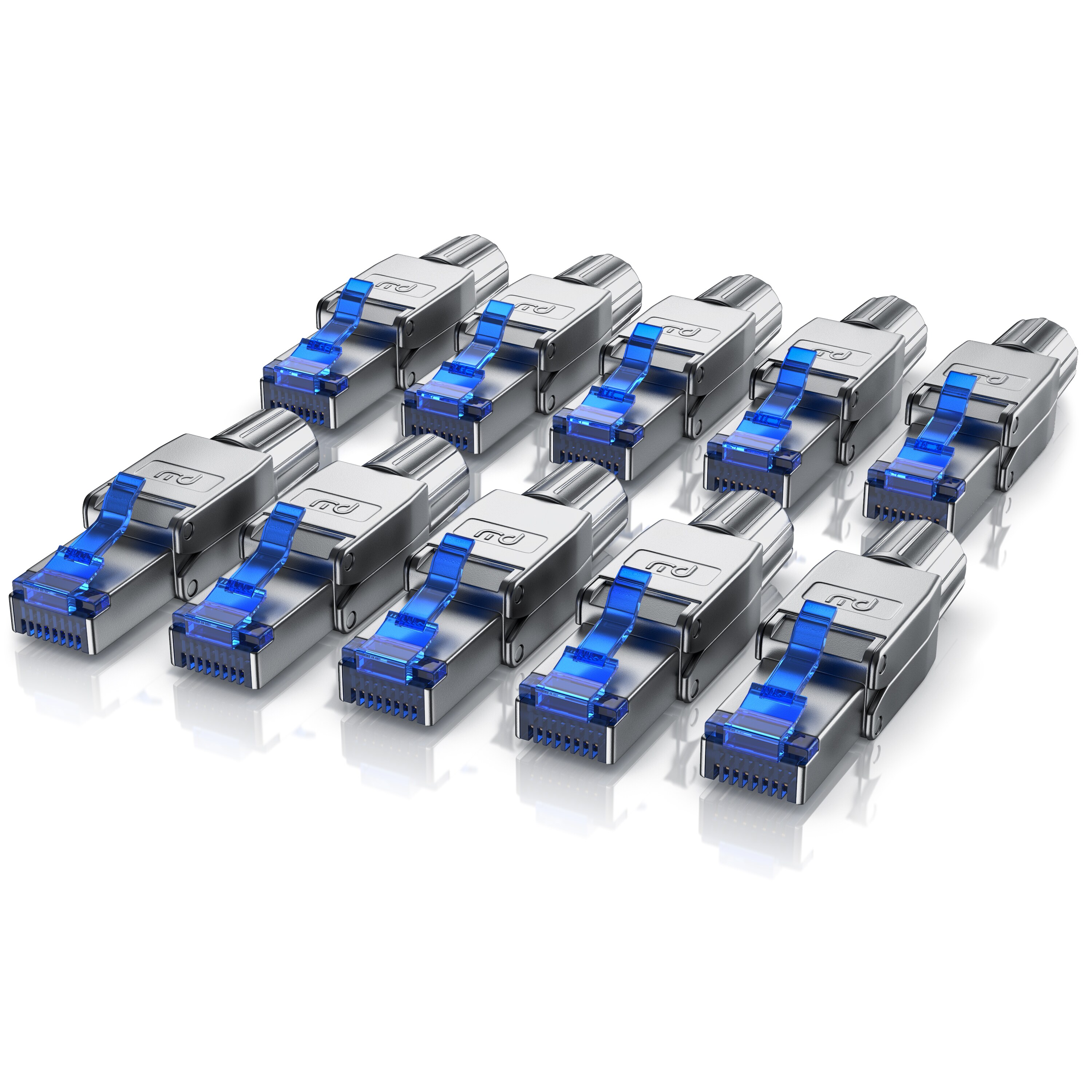 Primewire 10x Netzwerk-Adapter RJ-45 (Ethernet) zu Netzwerkkabel, Netzwerkstecker RJ45 CAT 8 - Gigabit Ethernet LAN Kabel - 40 Gbit/s, silber - Bild 1