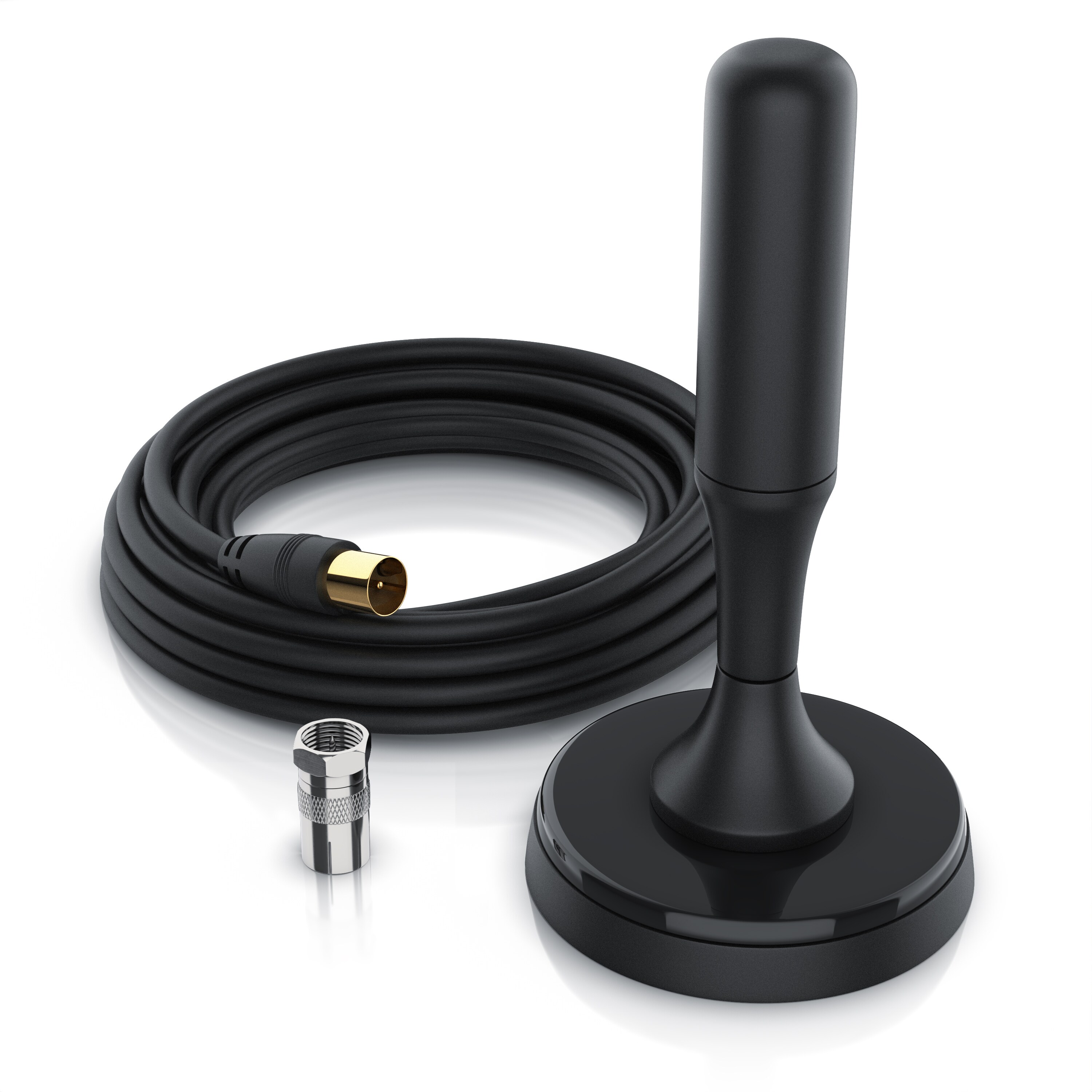 CSL DVB-T, DVB-T2 Stabantenne f&uuml;r Innenbereich, digitale Antenne mit 4m Kabel / inkl. F-Stecker Adapter - Bild 1