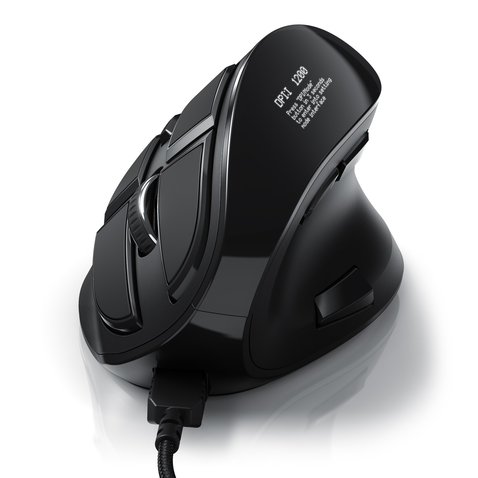 CSL ergonomische Maus kabelgebunden, 125 dpi, Vertikal Maus mit OLED-Display Konfigurierbare Tasten | 04062861057469