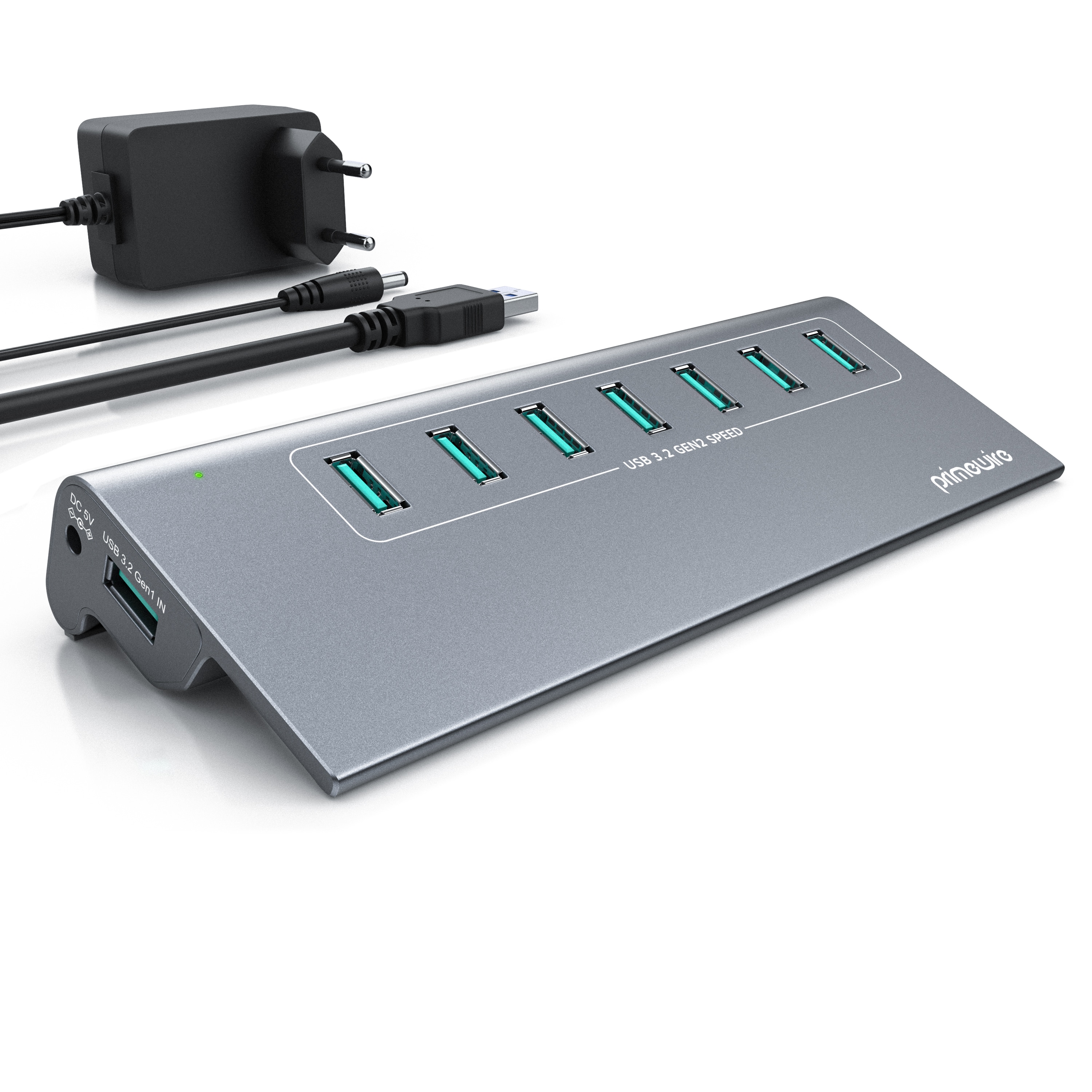 Primewire USB 3.2 Gen2 Hub, 7 Port Verteiler aktiv mit Netzteil, 10 Gbit/s - Bild 1