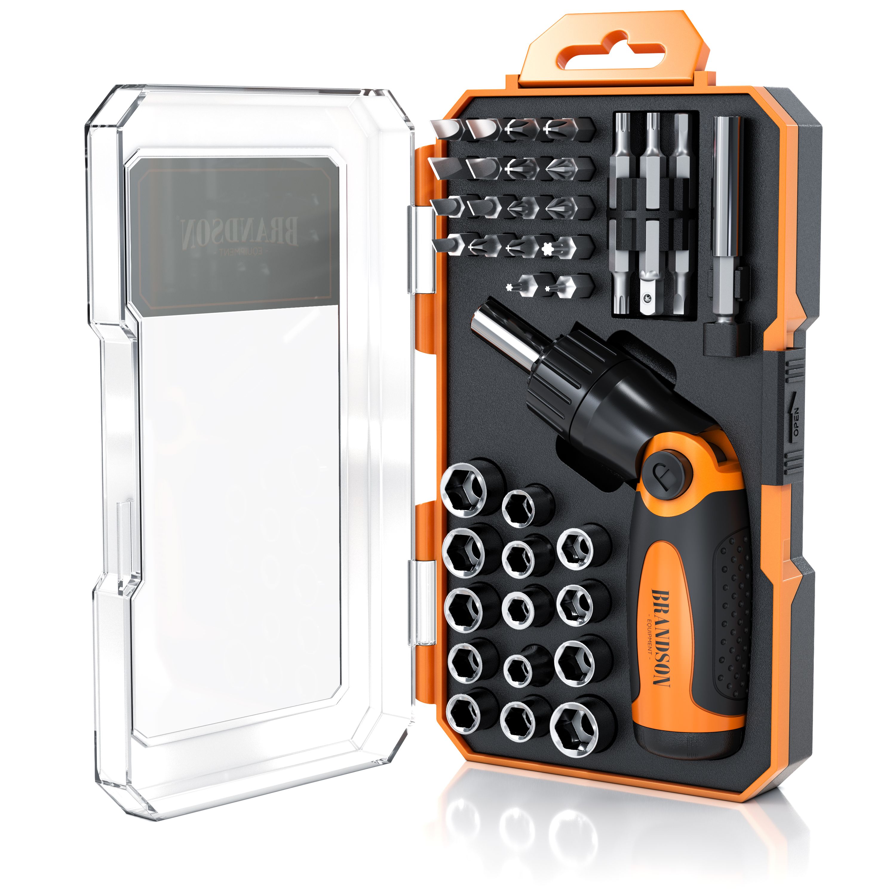 Brandson Steckschl&uuml;sselsatz - 46 teilig Werkzeug Kasten - N&uuml;sse Set 14 Steckschl&uuml;ssel - 29 Bits magnetischer Bithalter - Torx Innensechskant Schlitz - Bild 1