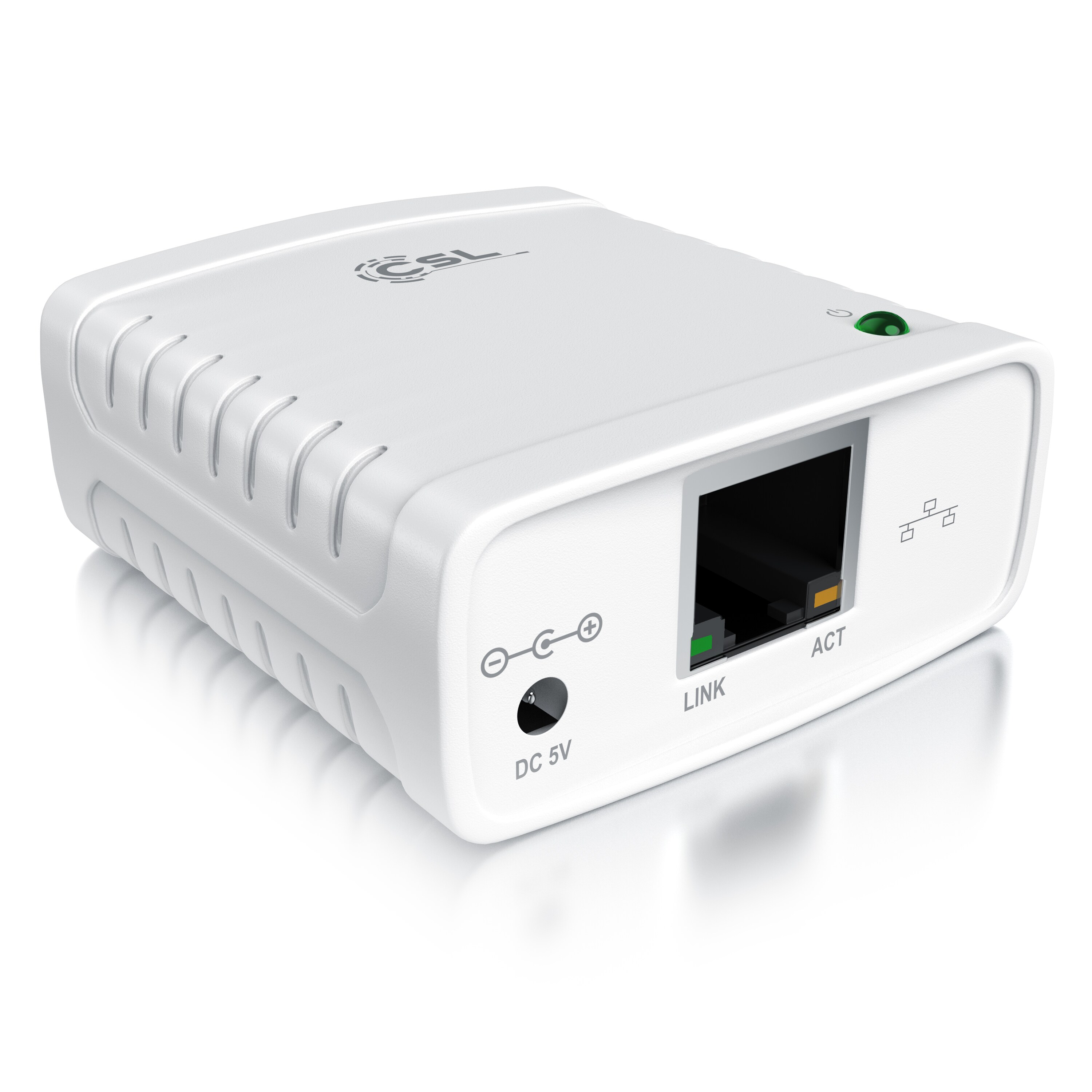 CSL LAN Printserver Druckerserver - Fast Ethernet - USB2.0 High Speed - LRP Print Server f&uuml;r Windows - Netzwerk USB zu RJ45 - DHCP f&auml;hig, TCP/IP - Bild 1