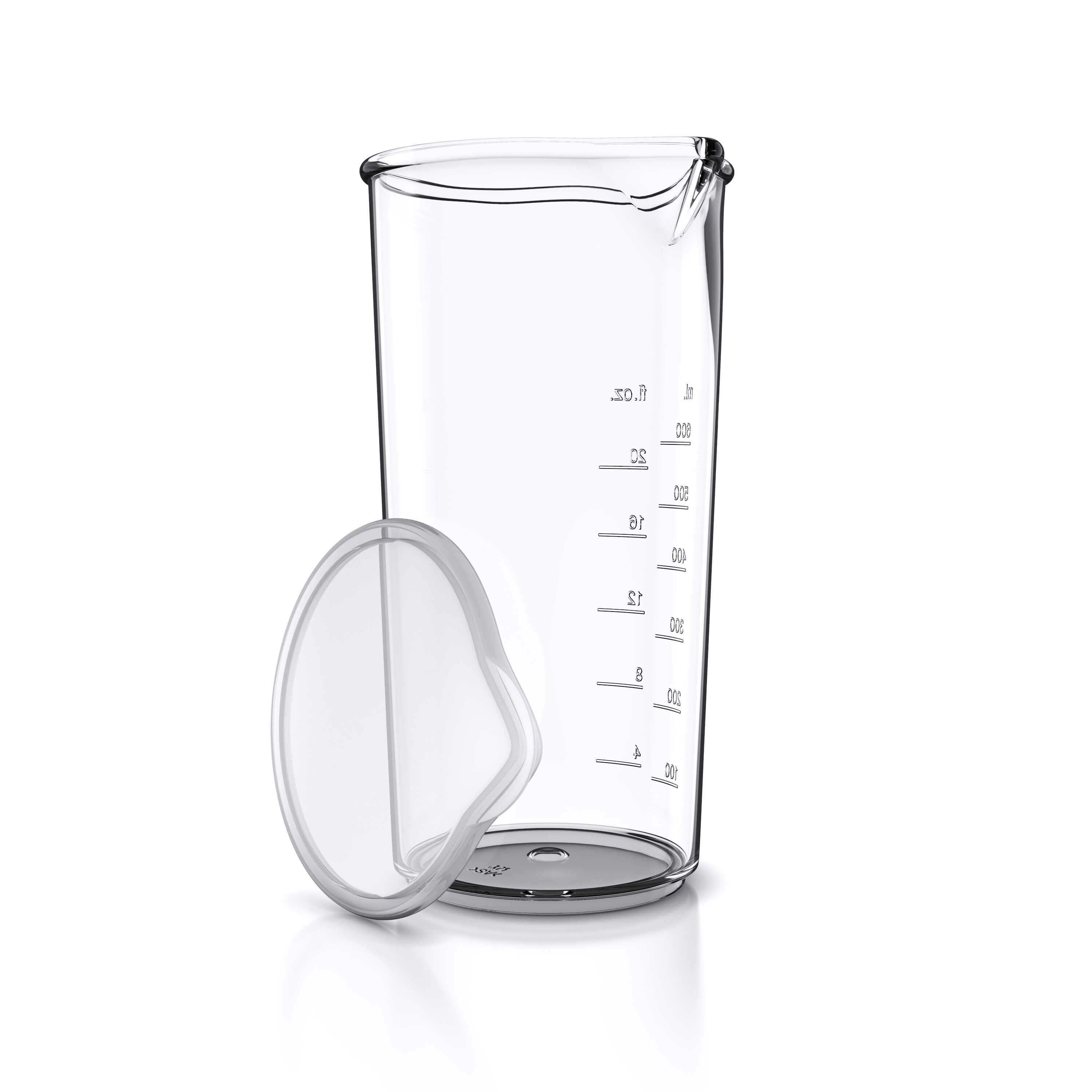 Arendo Messbecher 600ml ideal f&uuml;r elektrische Handmixer und Handr&uuml;hrer, Skalierung f&uuml;r Milliliter und Unzen, Transparent - Bild 1
