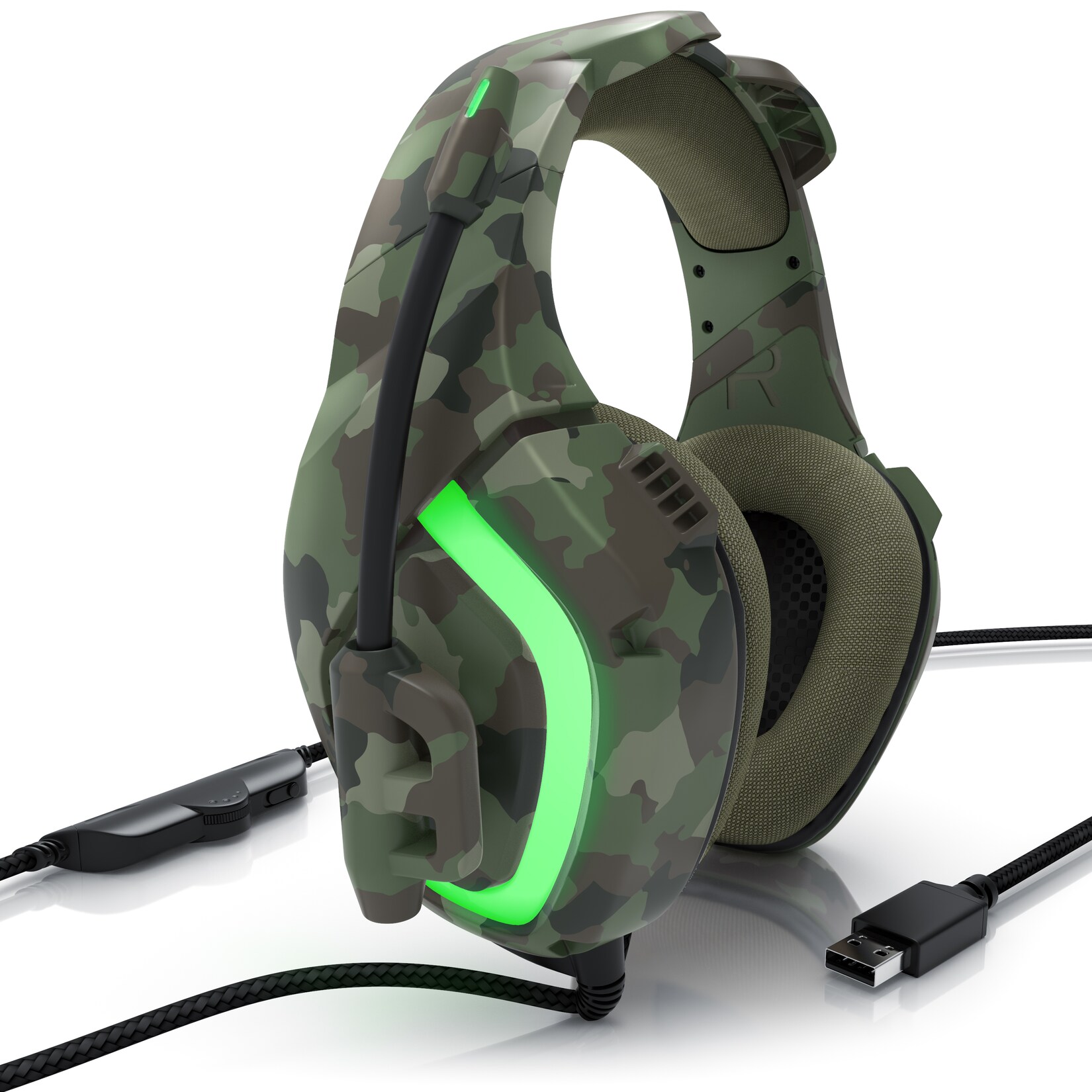 CSL USB Gaming Headset GHS-103 mit Mikrofon Kopfhörer für PC (Win XP/7/8/8.1/10), PS4/4 Pro | 04061474127019