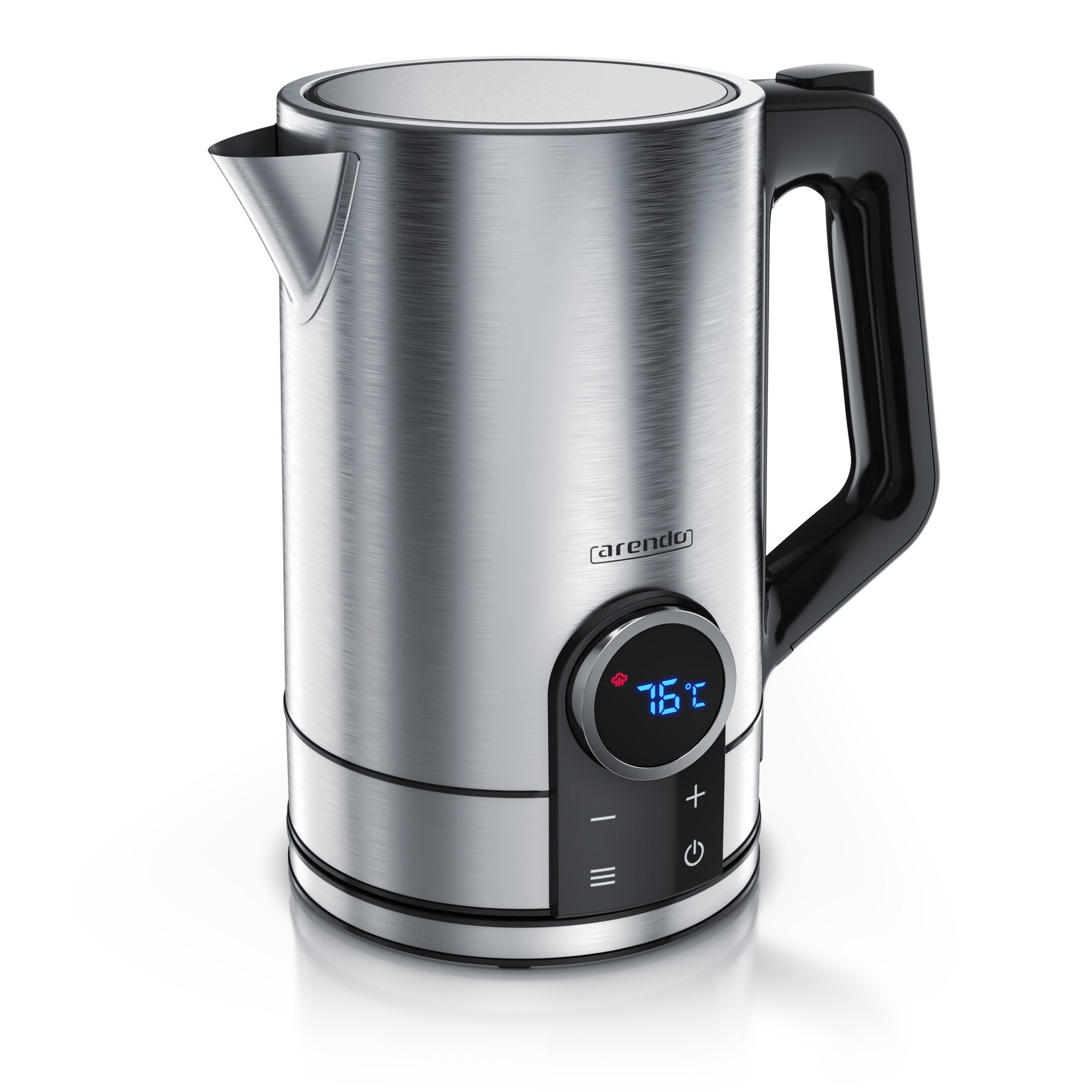 Wasserkocher Edelstahl, 1,7 Liter 2200W mit Temperatureinstellung und LED-Display, Modell DIVINE, Silber