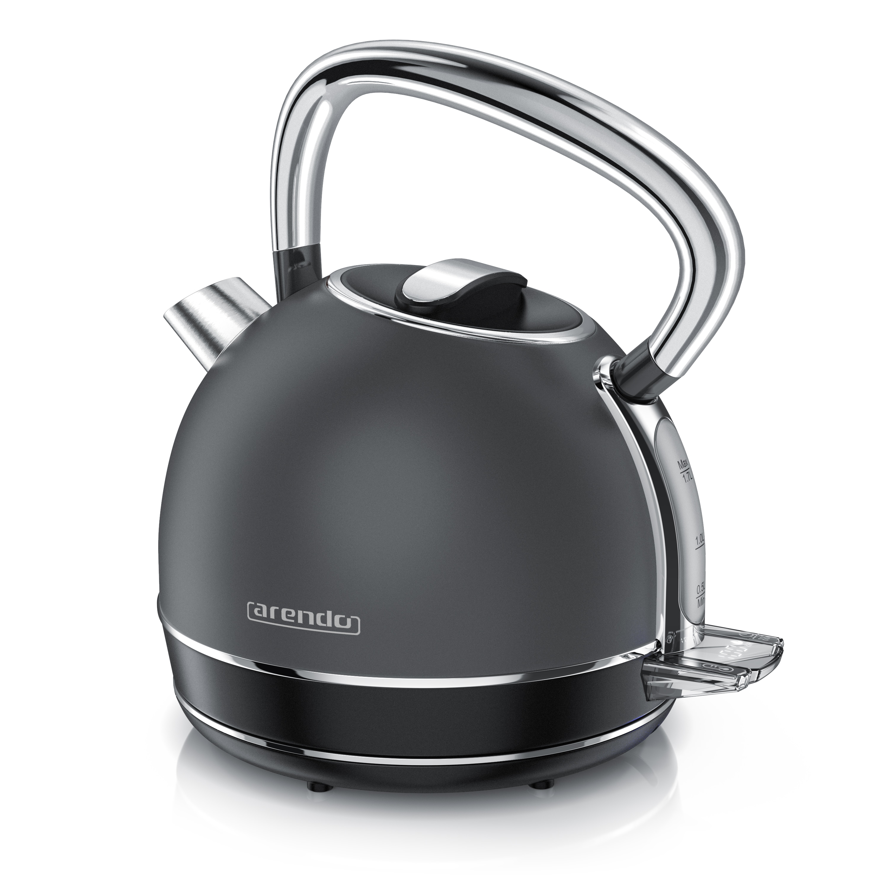 Arendo Wasserkocher mit Temperatureinstellung, 1,7 l, 2200 W, Edelstahl Retro Style Vintage, &Uuml;berhitzung & Trockenkochschutz, grau - Bild 1