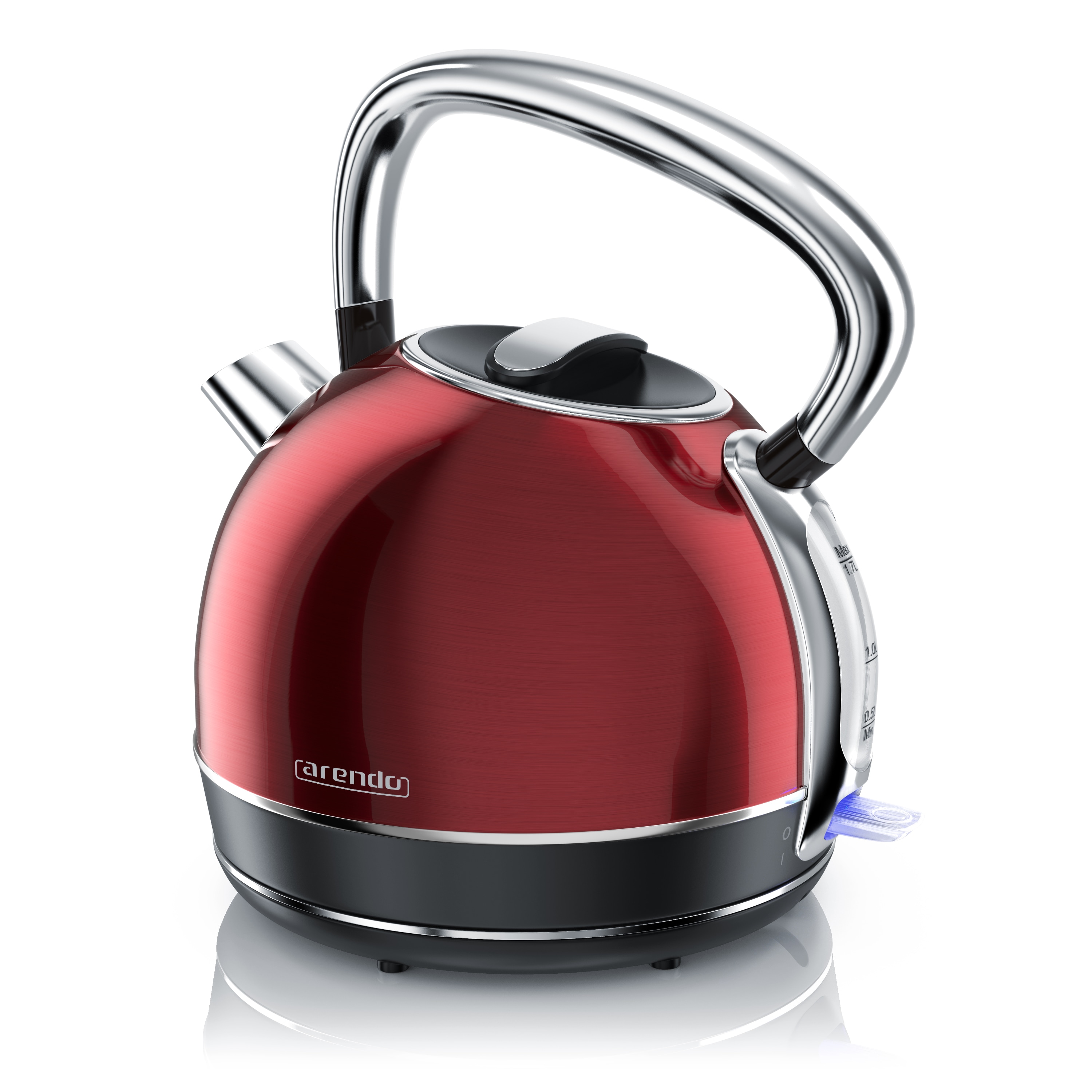 Arendo Retro Wasserkocher Edelstahl, Vintage Style, 1,7 L, 2200 W, austauschbarer Kalkfilter, automatische Abschaltung, Rot - Bild 1