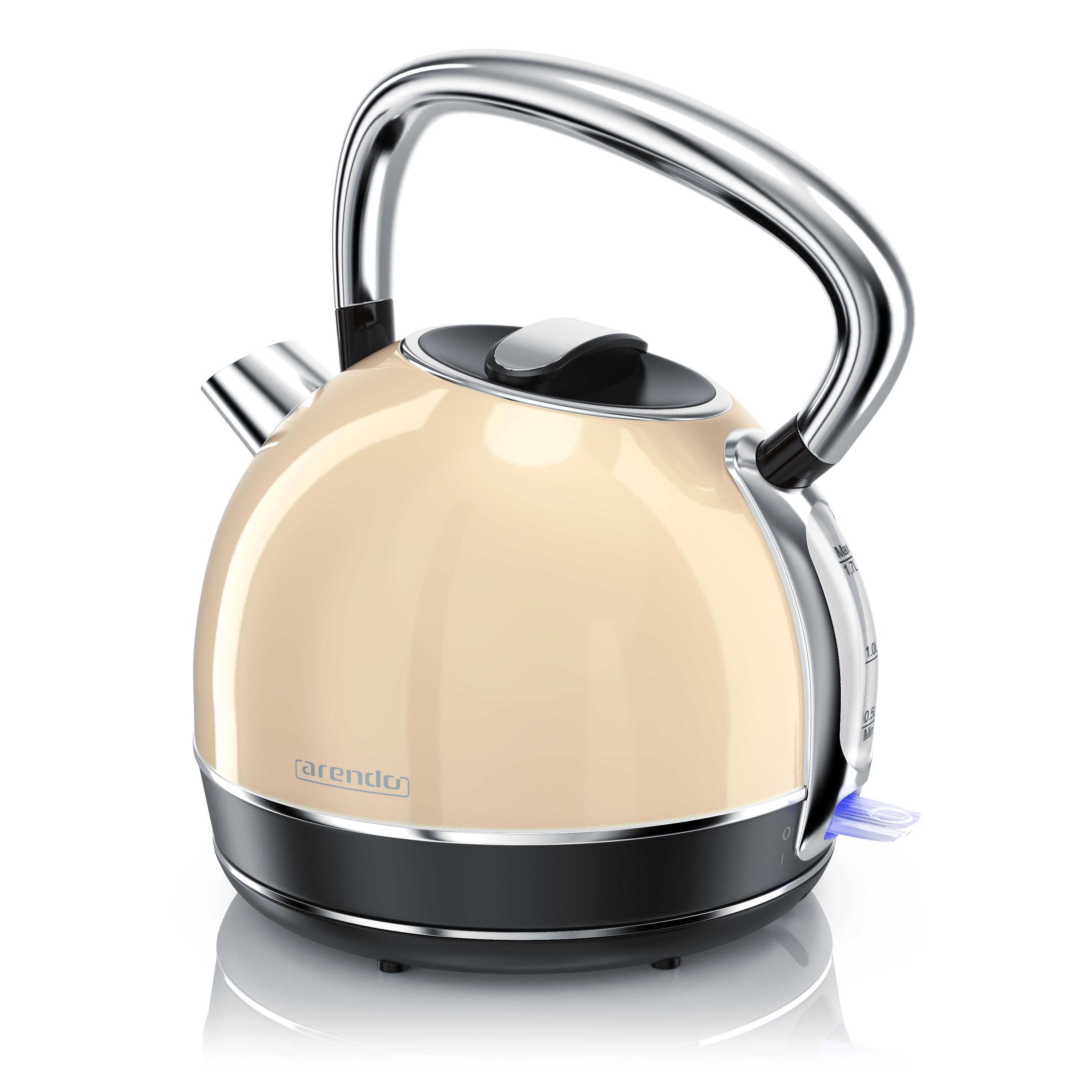 Arendo Wasserkocher Retro Design, 2200 Watt, Edelstahl Teekessel 1,7 Liter, Kalkfilter austauschbar, automatische Abschaltung, Beige - Bild 1